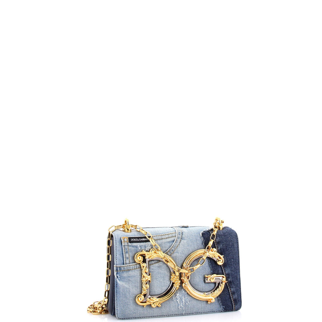 DG Girls Flap Bag Patchwork Denim Small