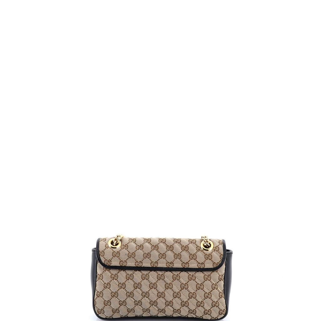 GG Marmont Flap Bag Diagonal Quilted GG Canvas with Leather Small