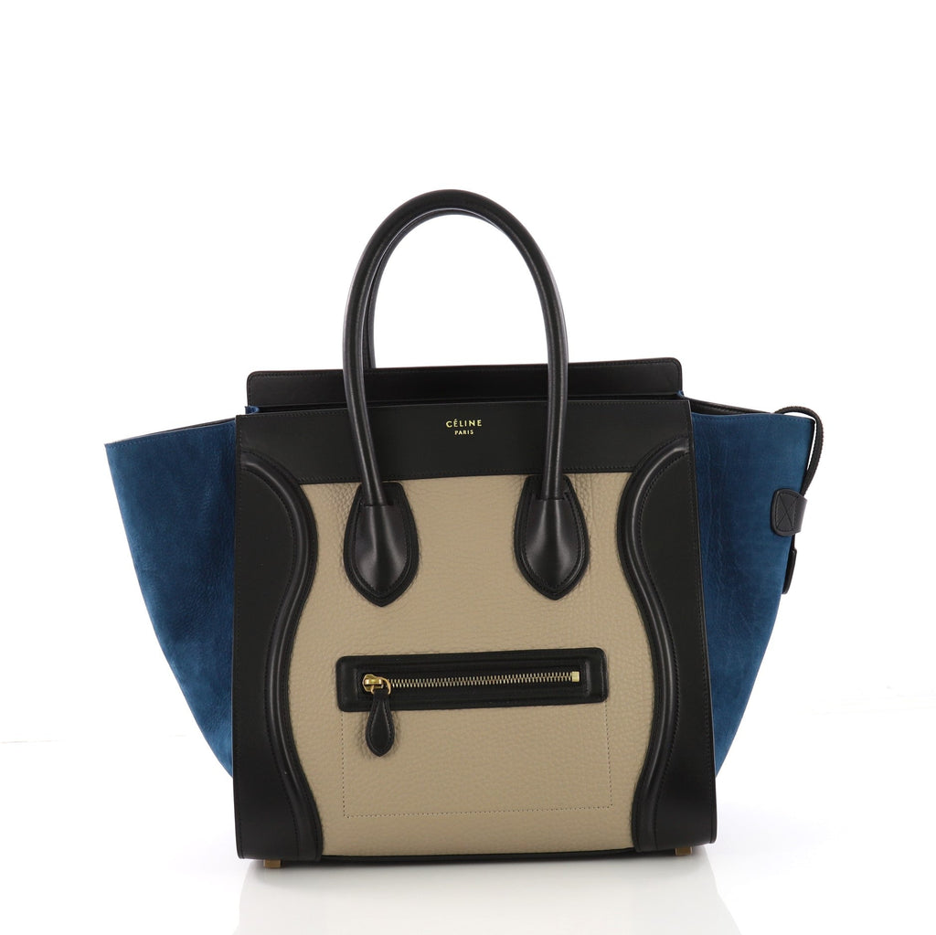 Tricolor Luggage Handbag Leather Mini