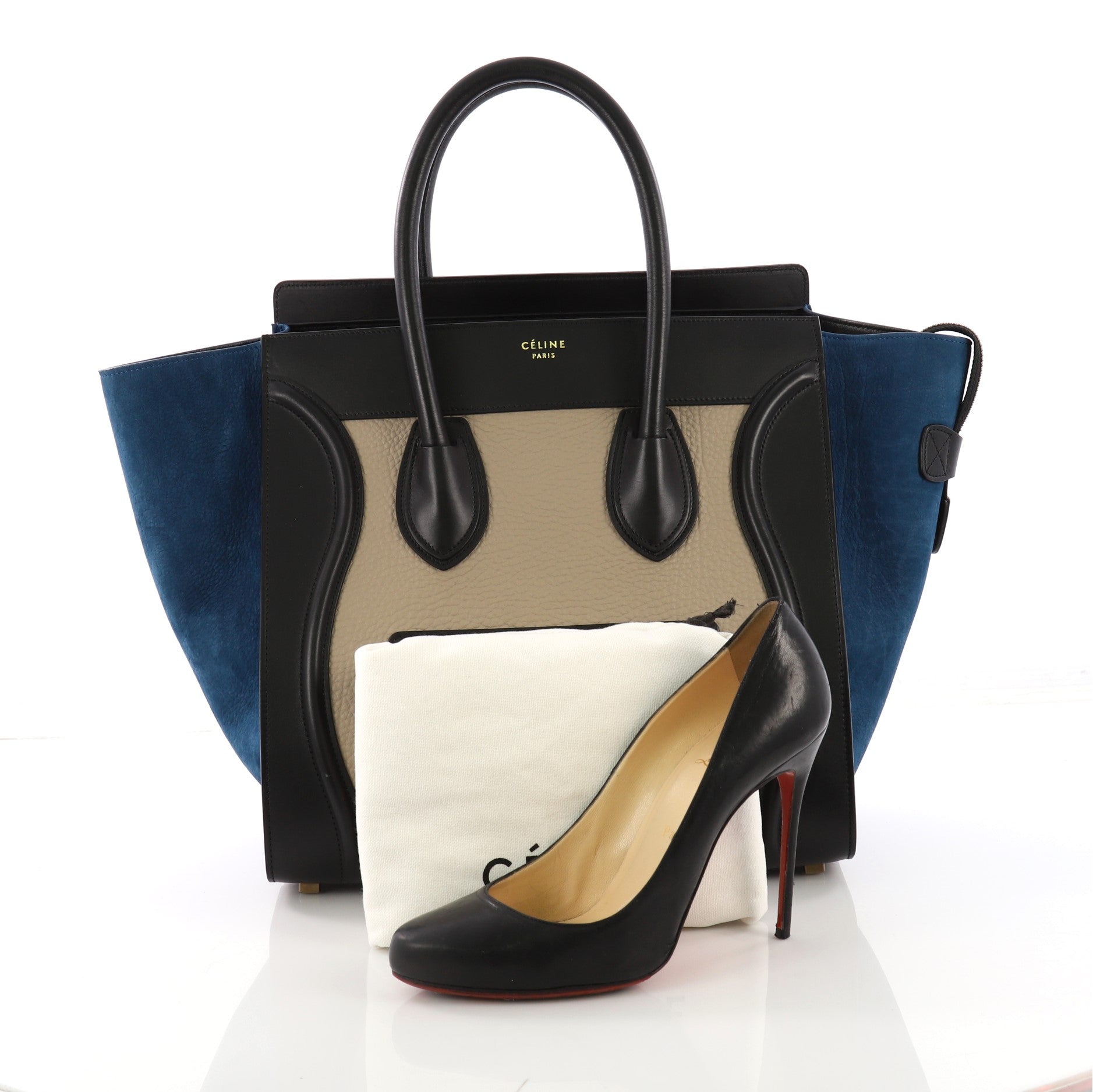 Tricolor Luggage Handbag Leather Mini
