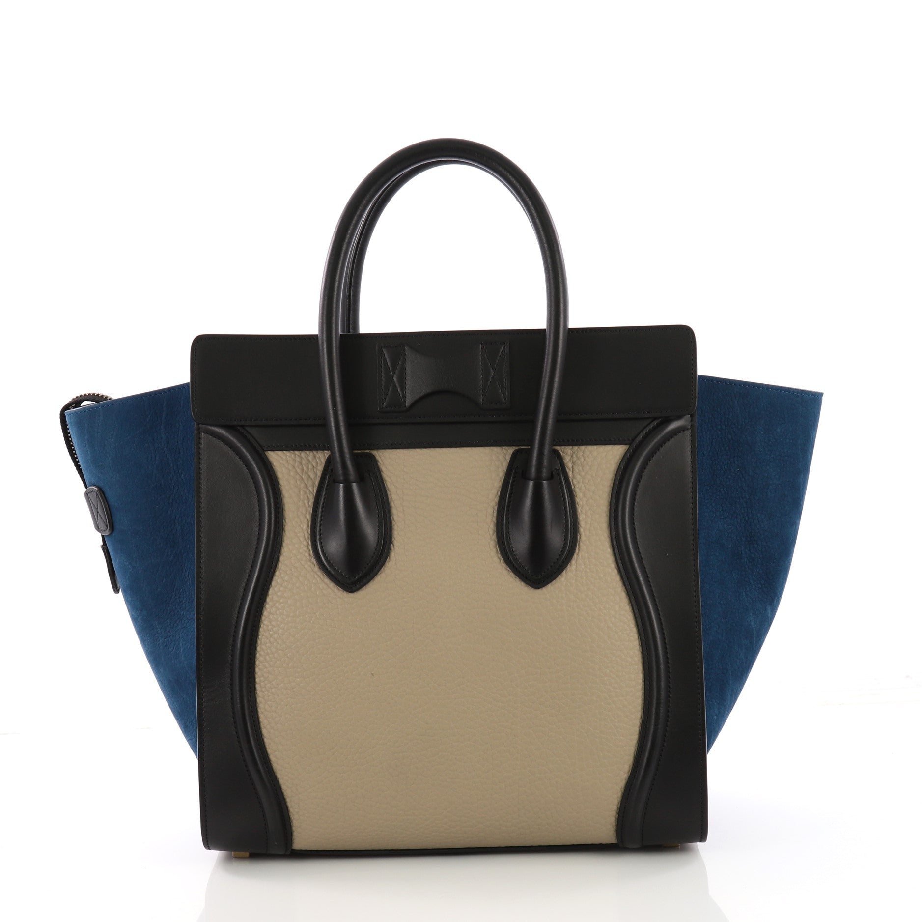 Tricolor Luggage Handbag Leather Mini