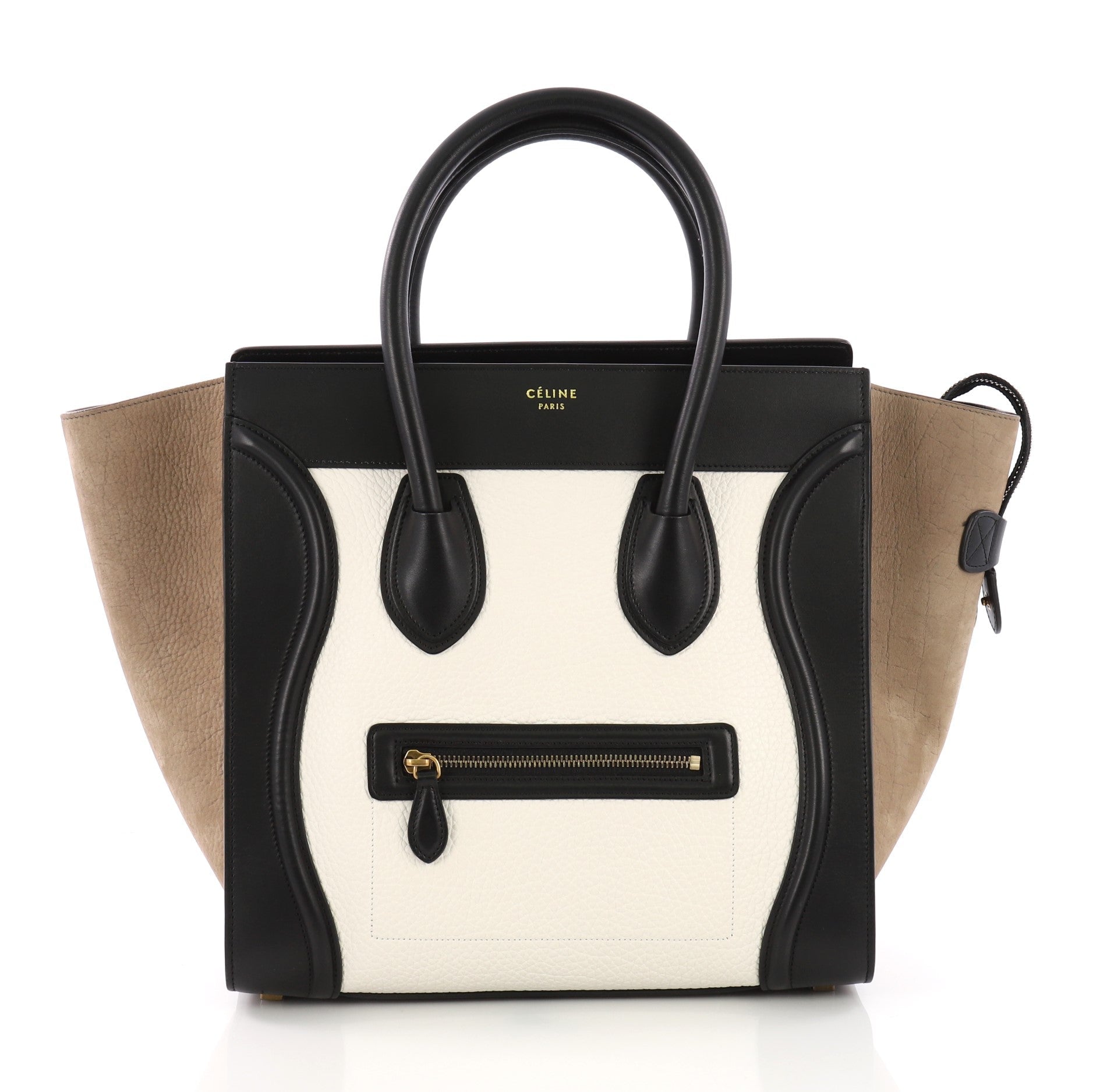 Tricolor Luggage Handbag Leather Mini