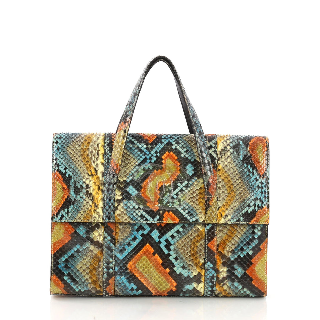 CC Flat Handle Bag Python Mini