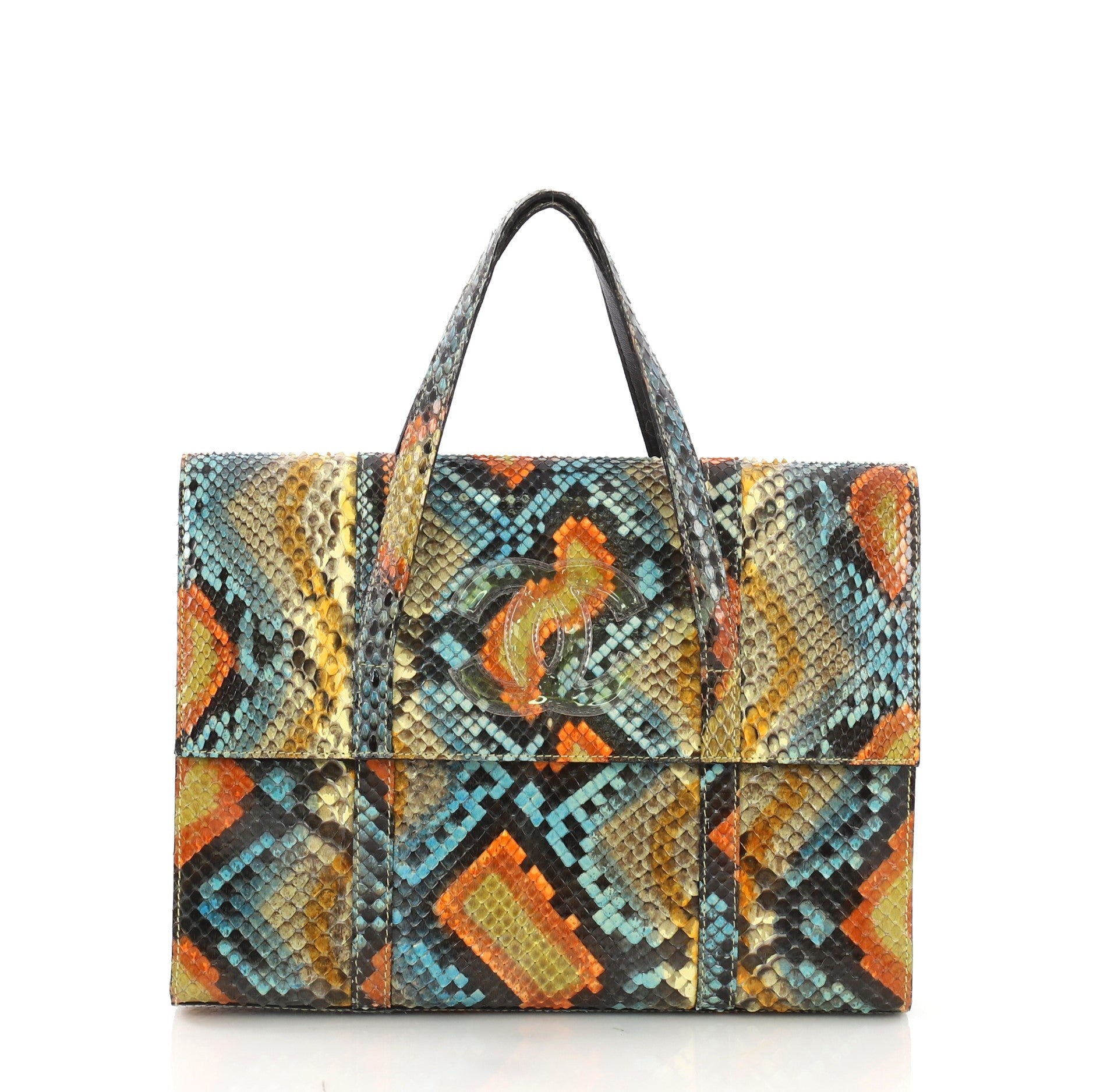 CC Flat Handle Bag Python Mini
