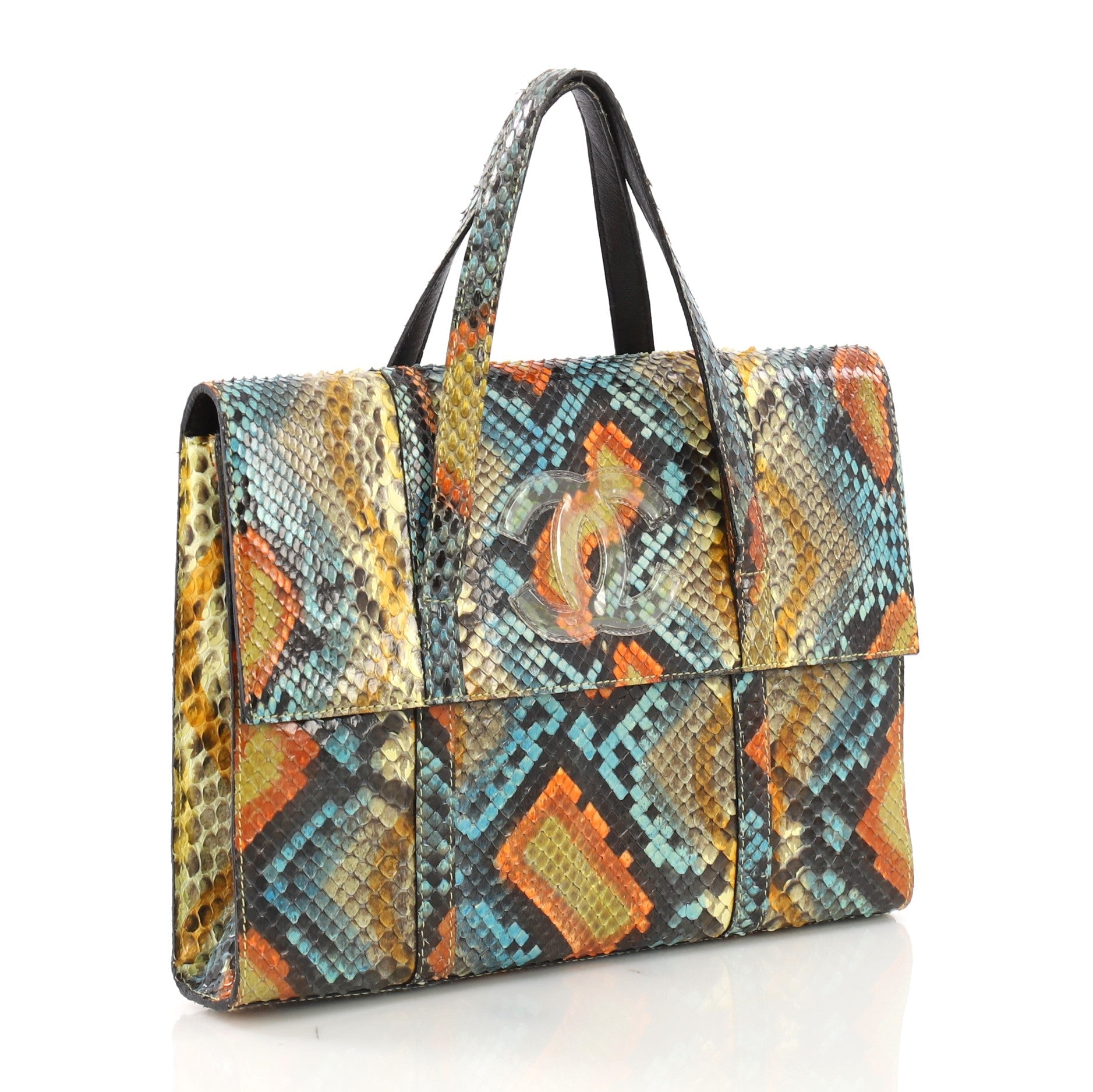 CC Flat Handle Bag Python Mini