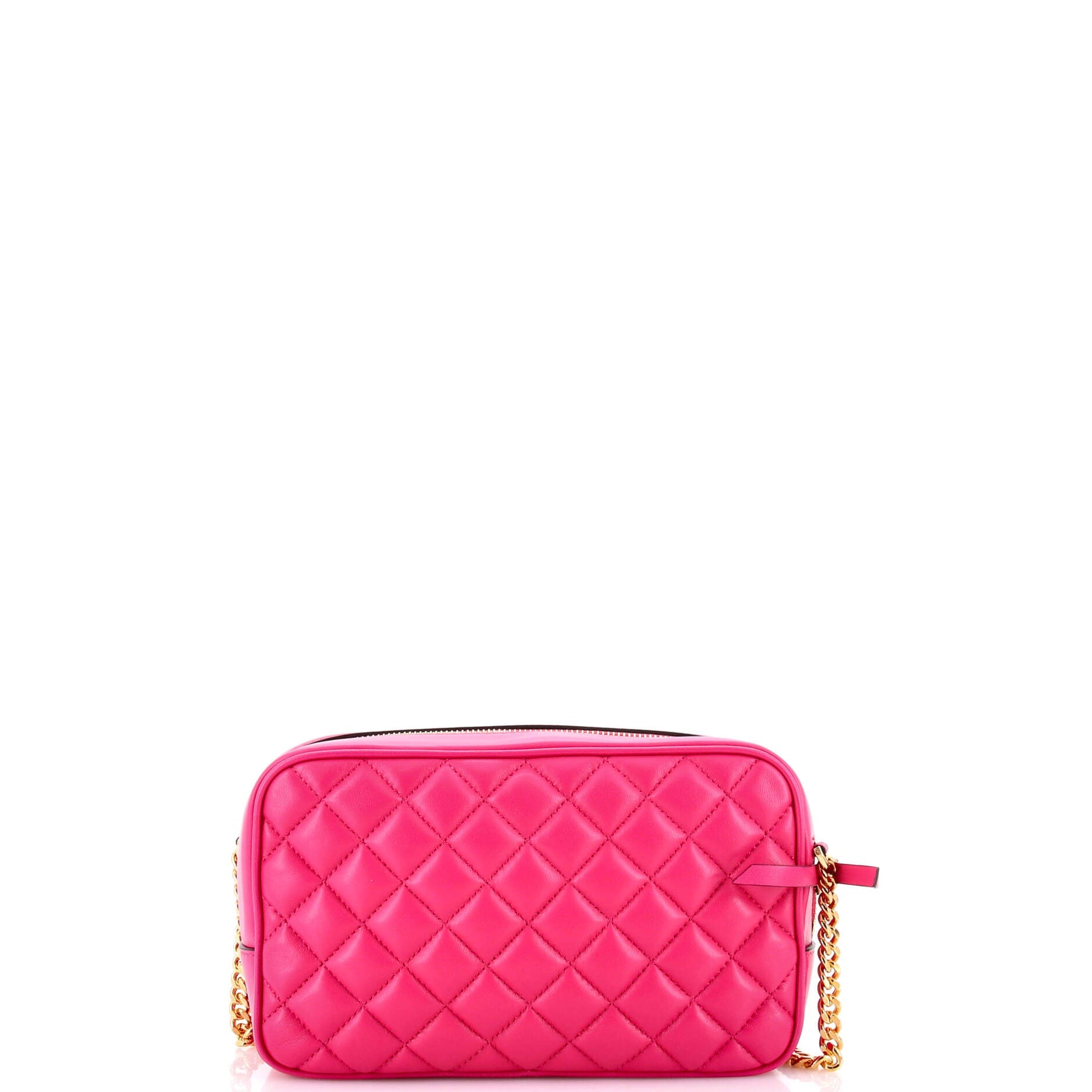 Medusa Icon Front Slip Pocket Camera Bag Quilted Leather Medium