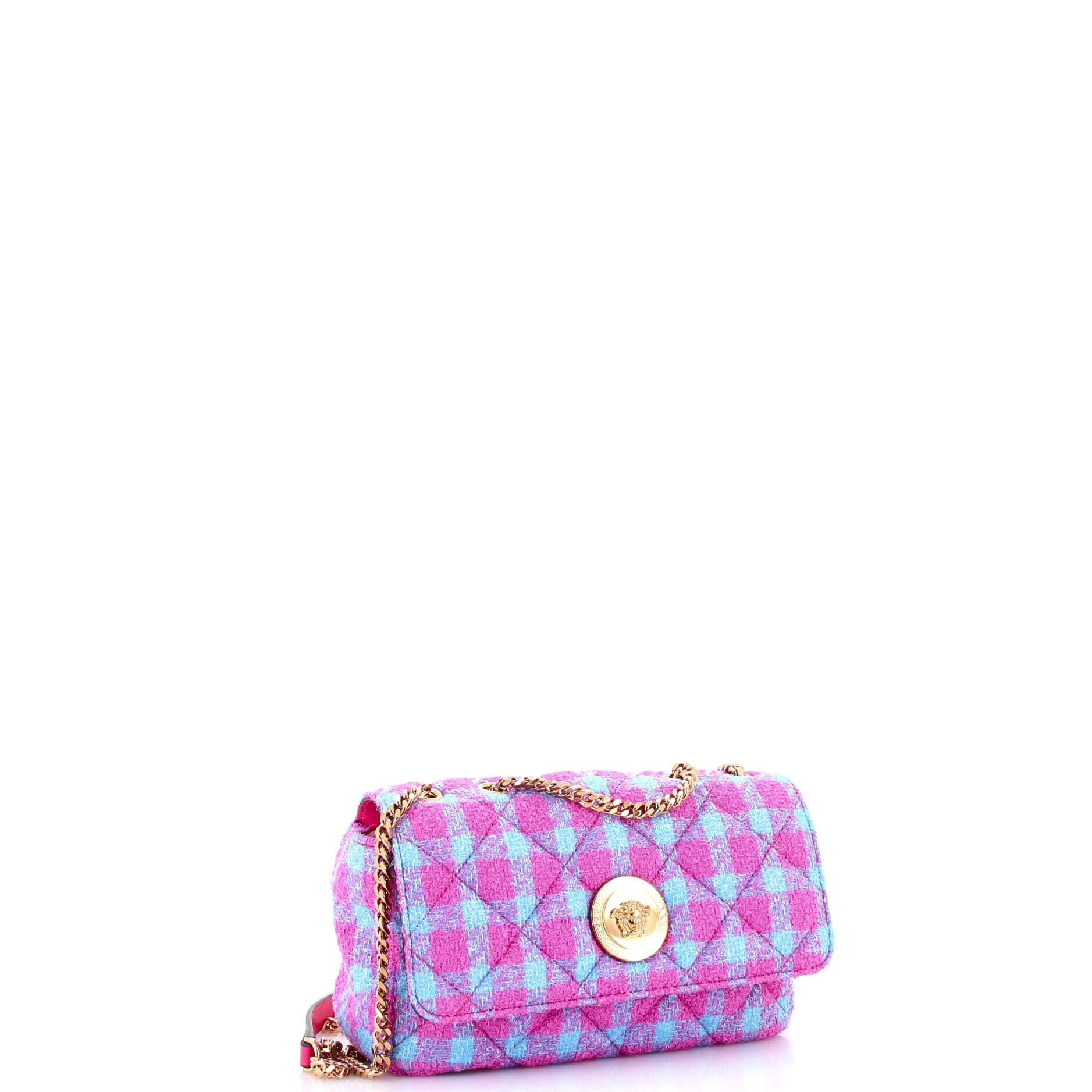 Medusa Icon Chain Flap Bag Quilted Tweed Mini