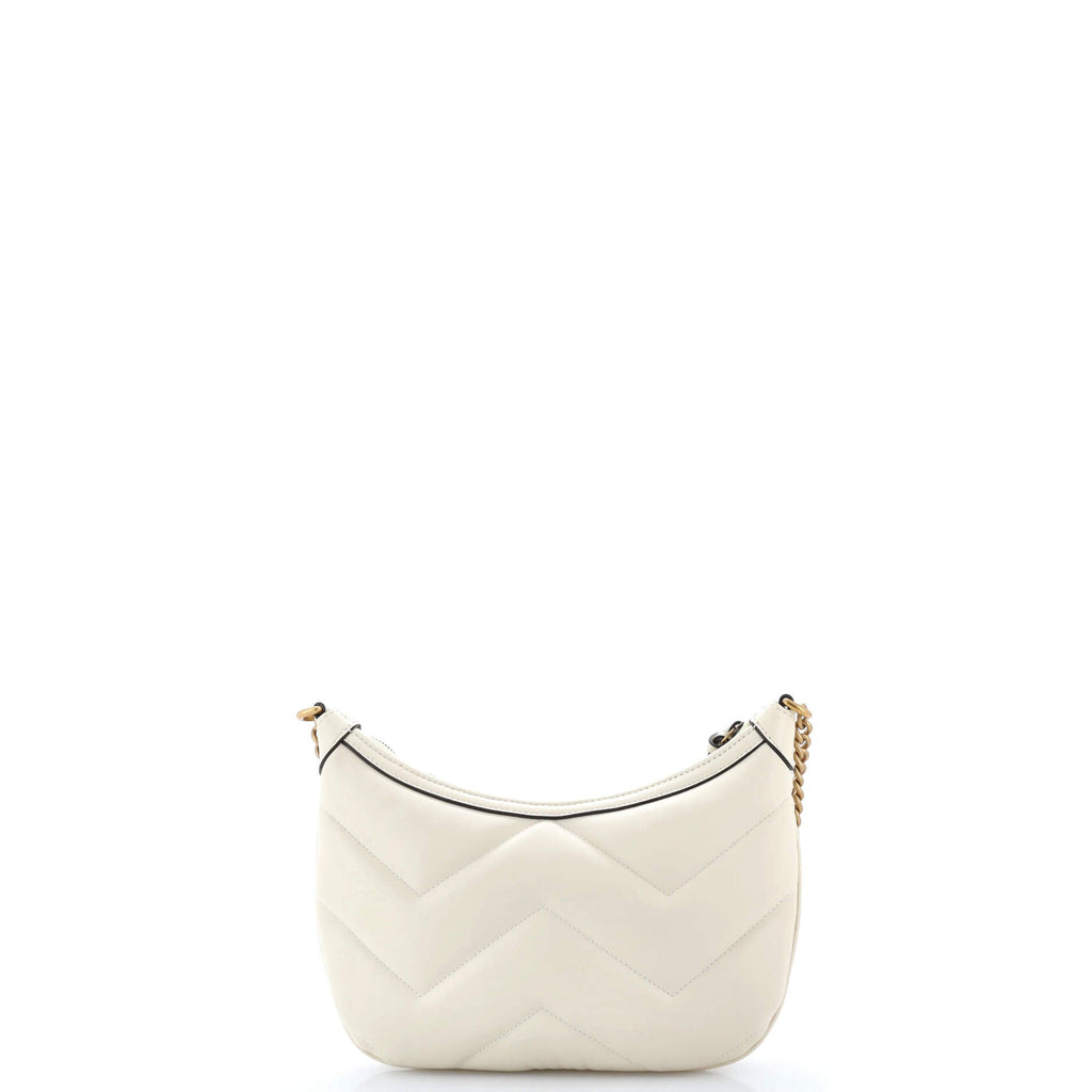 GG Marmont Half Moon Chain Shoulder Bag Matelasse Leather Small