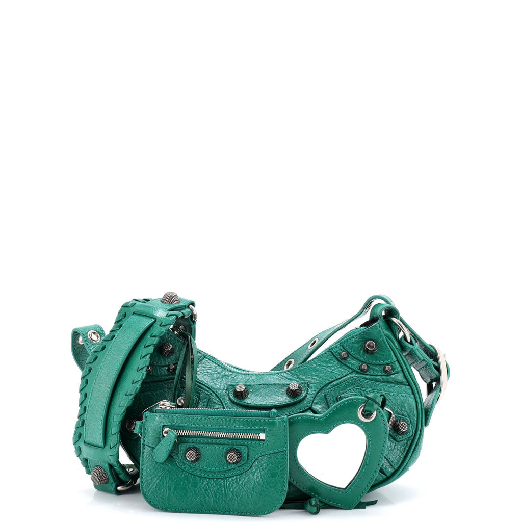 Le Cagole Giant Studs Shoulder Bag Leather XS