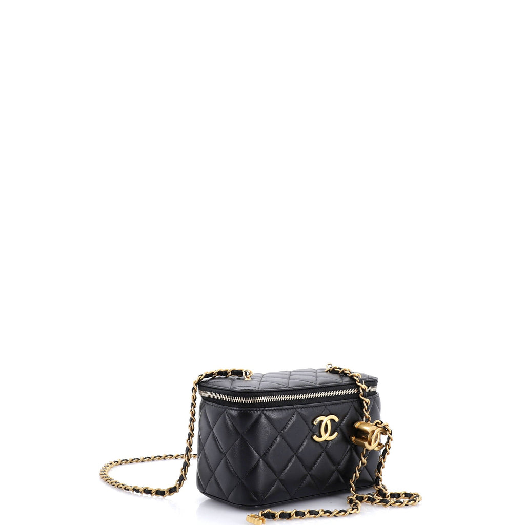CC Adjustable Chain Vanity Case Quilted Lambskin Small