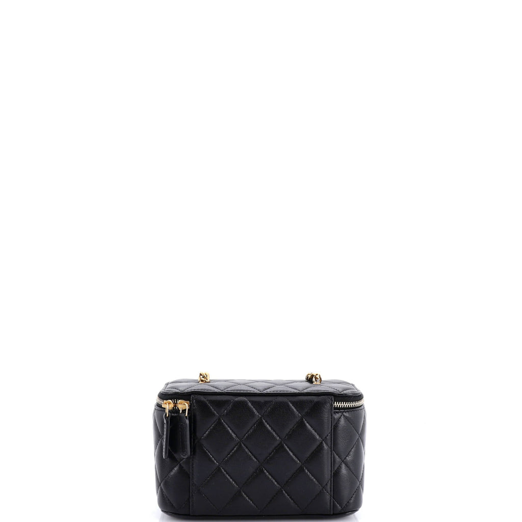 CC Adjustable Chain Vanity Case Quilted Lambskin Small