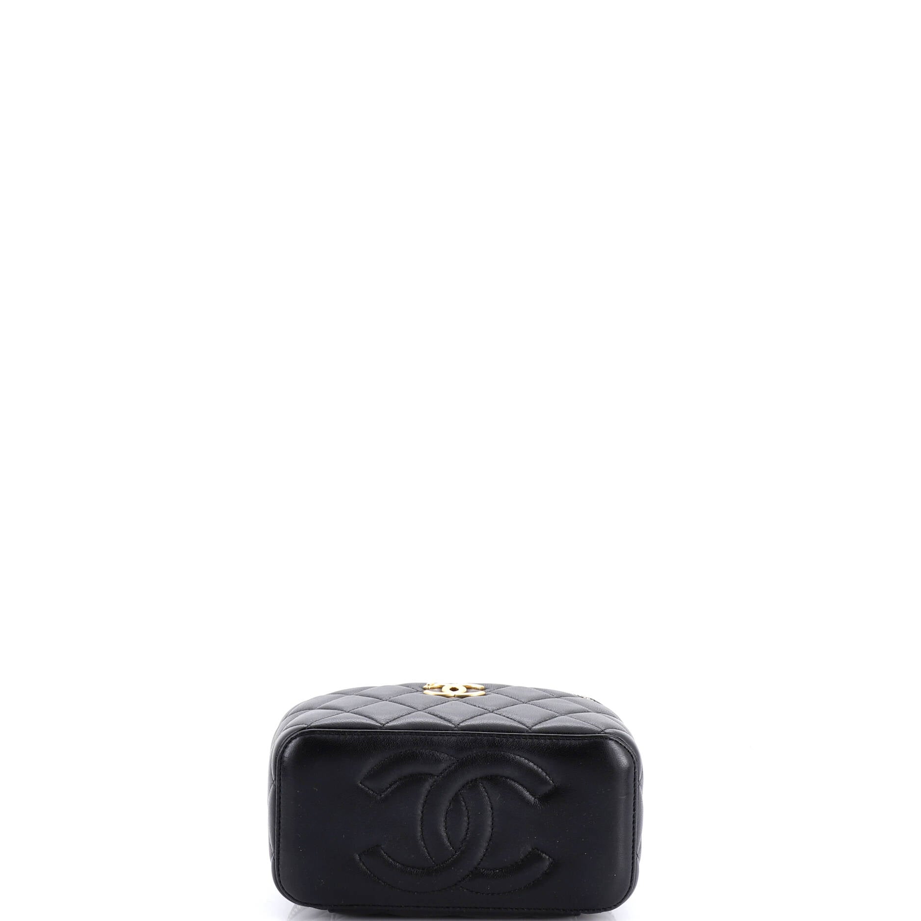 CC Adjustable Chain Vanity Case Quilted Lambskin Small