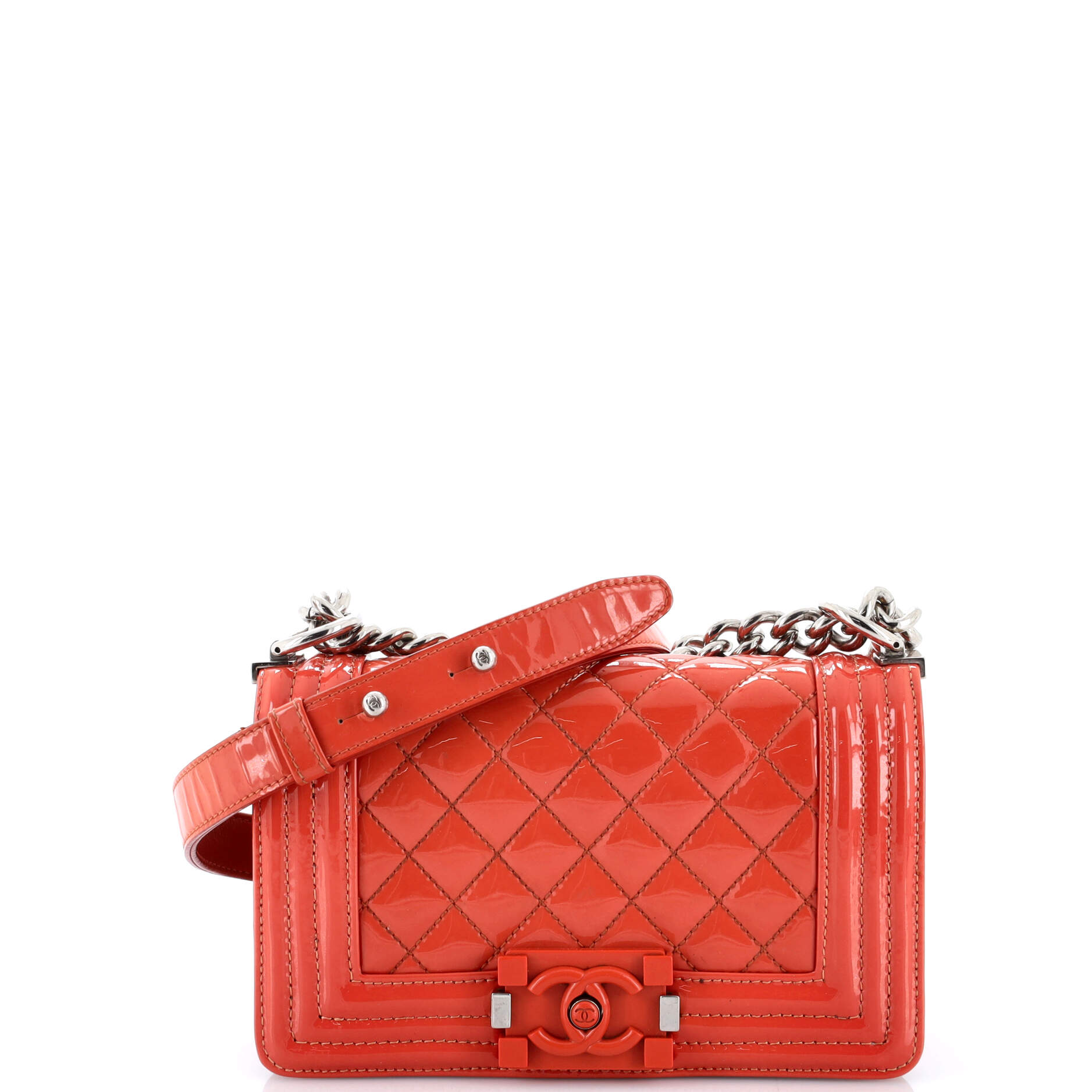 Boy Flap Bag Quilted Plexiglass Patent Small