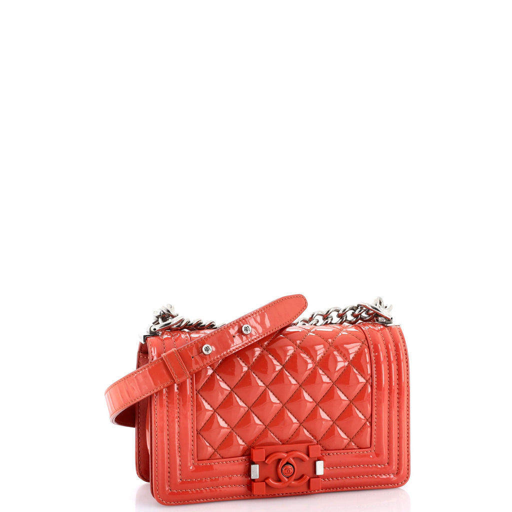 Boy Flap Bag Quilted Plexiglass Patent Small