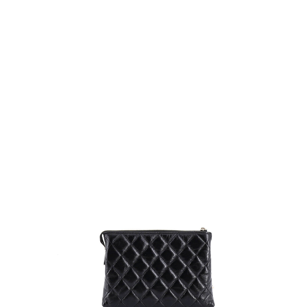 Chain Wristlet Clutch Shiny Crumpled Calfskin