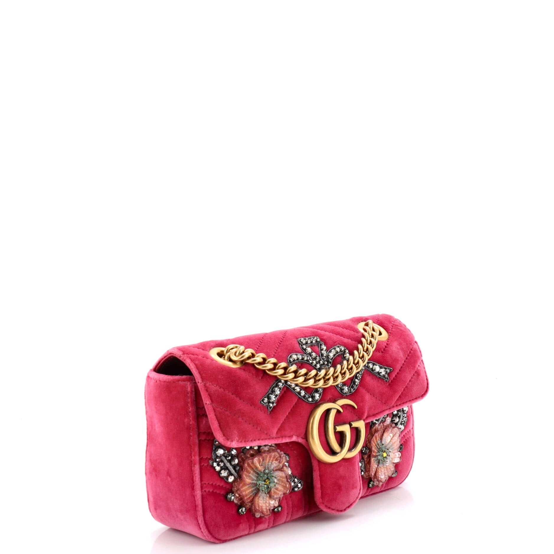 GG Marmont Flap Bag Embellished Matelasse Velvet Mini
