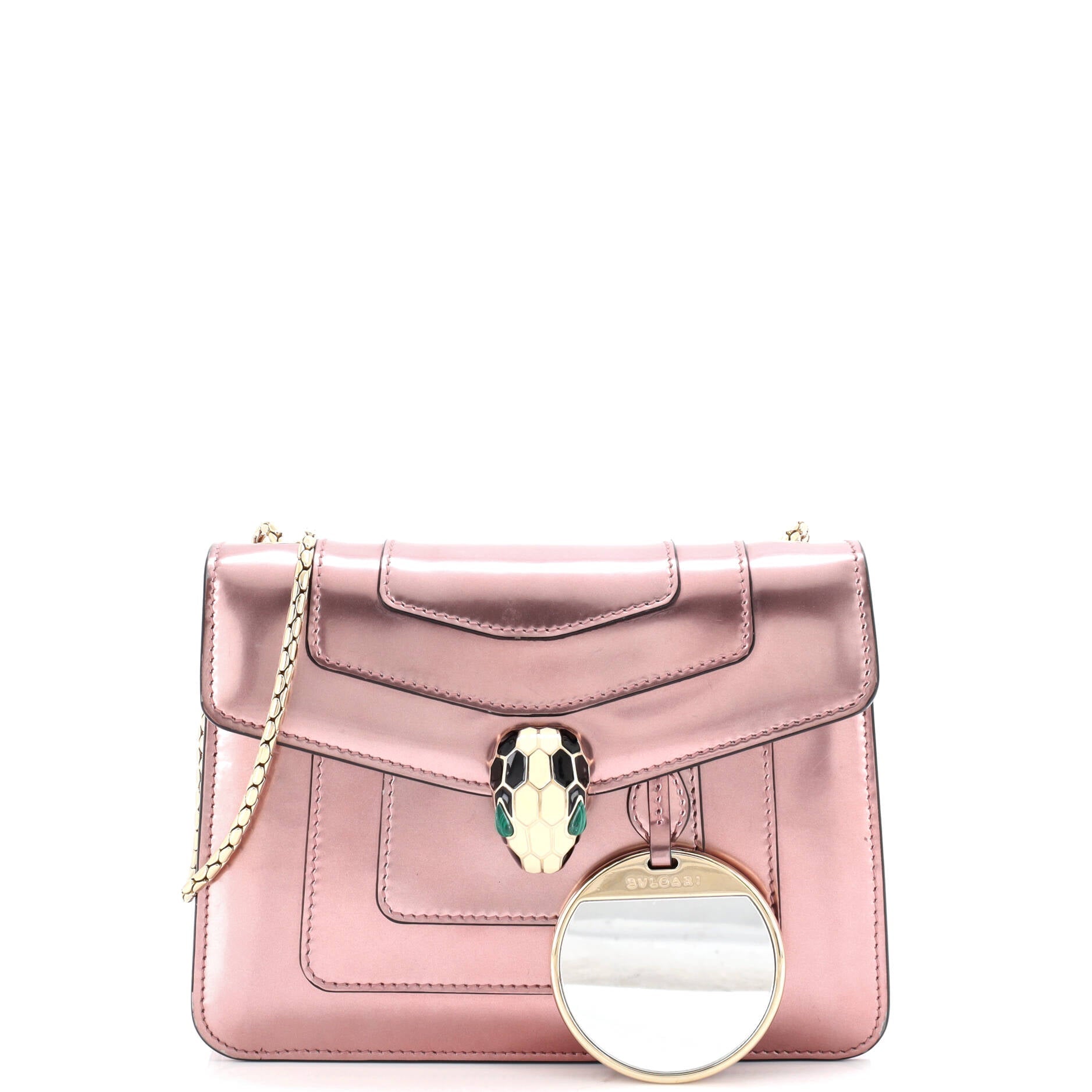 Serpenti Forever Square Shoulder Bag Metallic Leather Small
