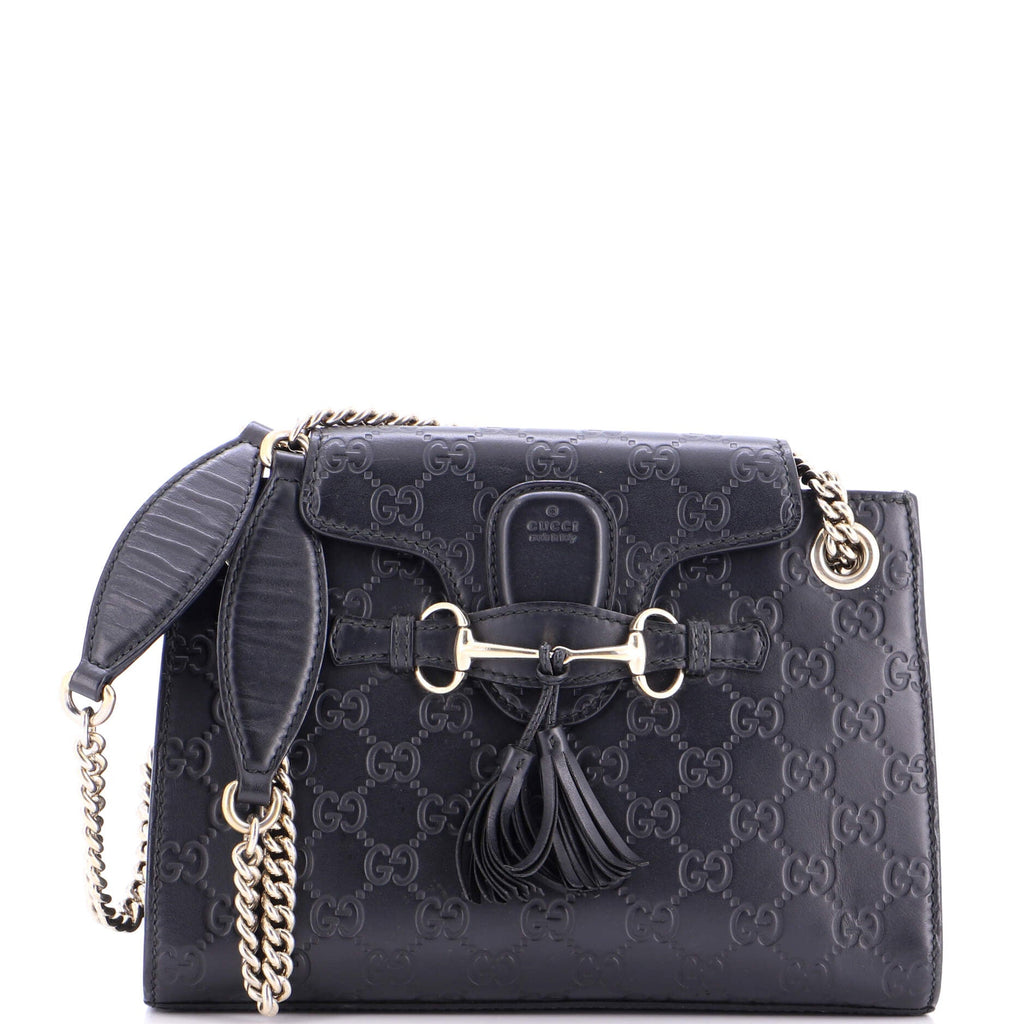 Emily Chain Flap Shoulder Bag Guccissima Leather Small