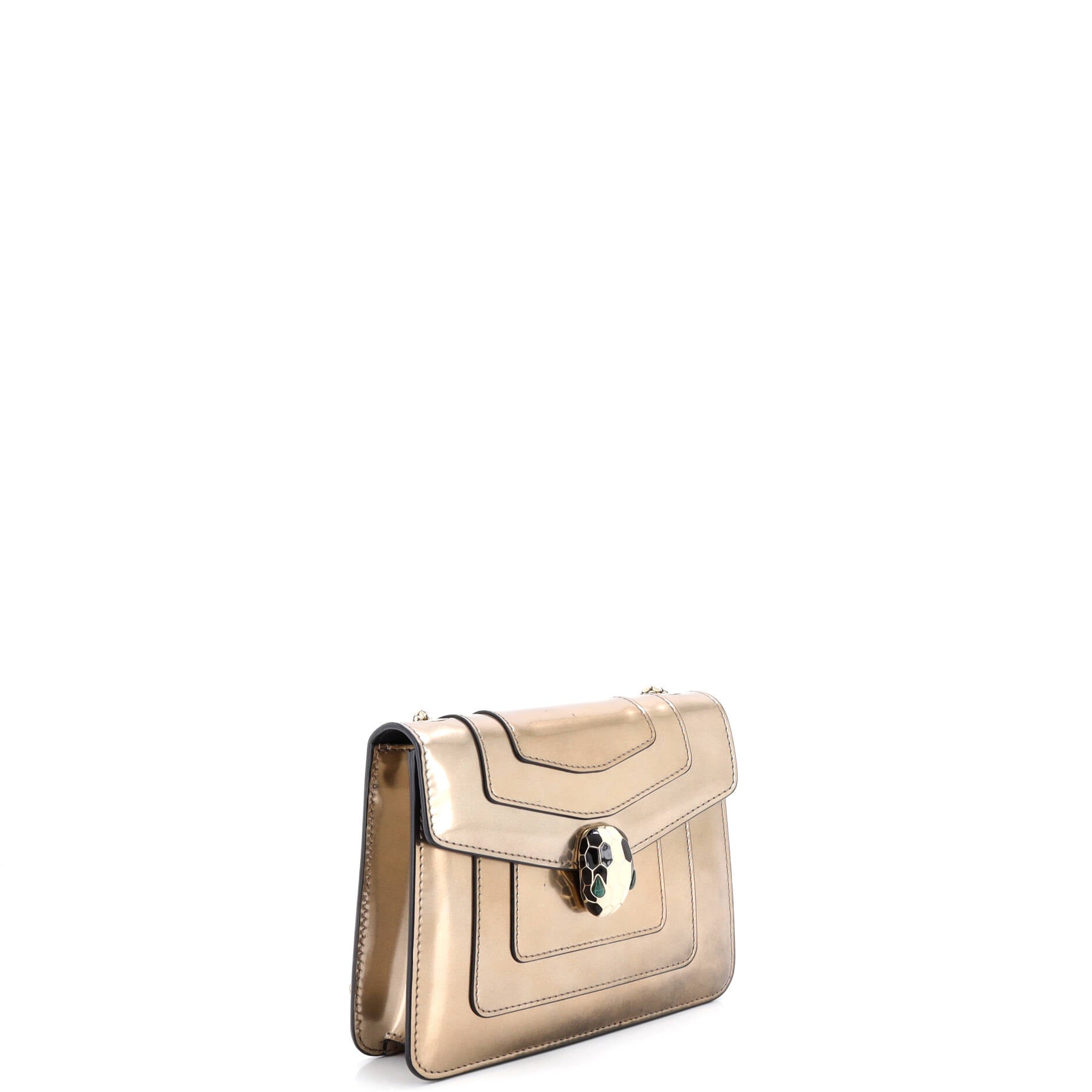 Serpenti Forever Square Shoulder Bag Metallic Leather Small