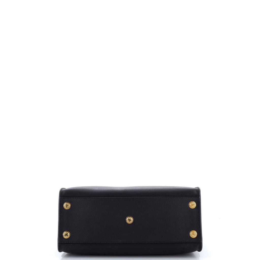 On My Side Tote Leather with Monogram Canvas MM