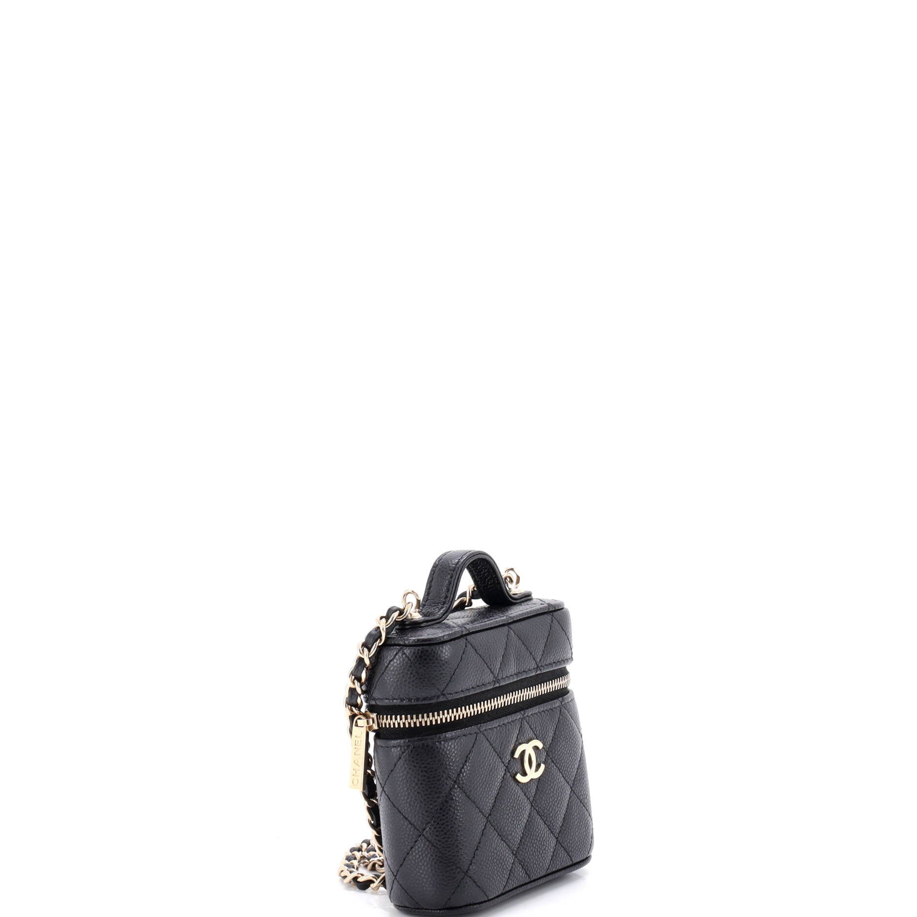 Handle with Care Vanity Case with Chain Quilted Caviar