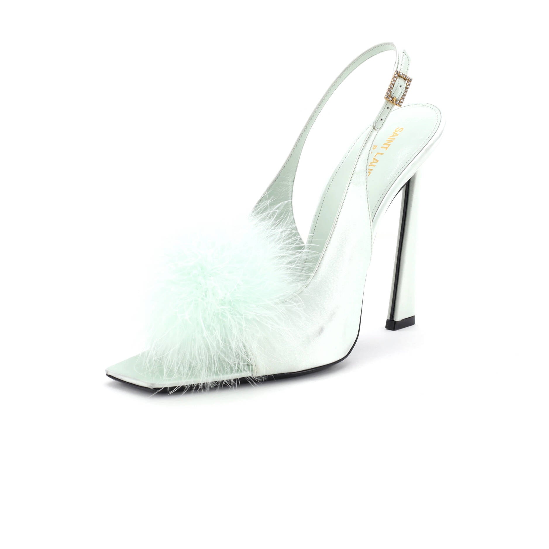 Women's Paradis Slingback Sandals Satin with Feathers