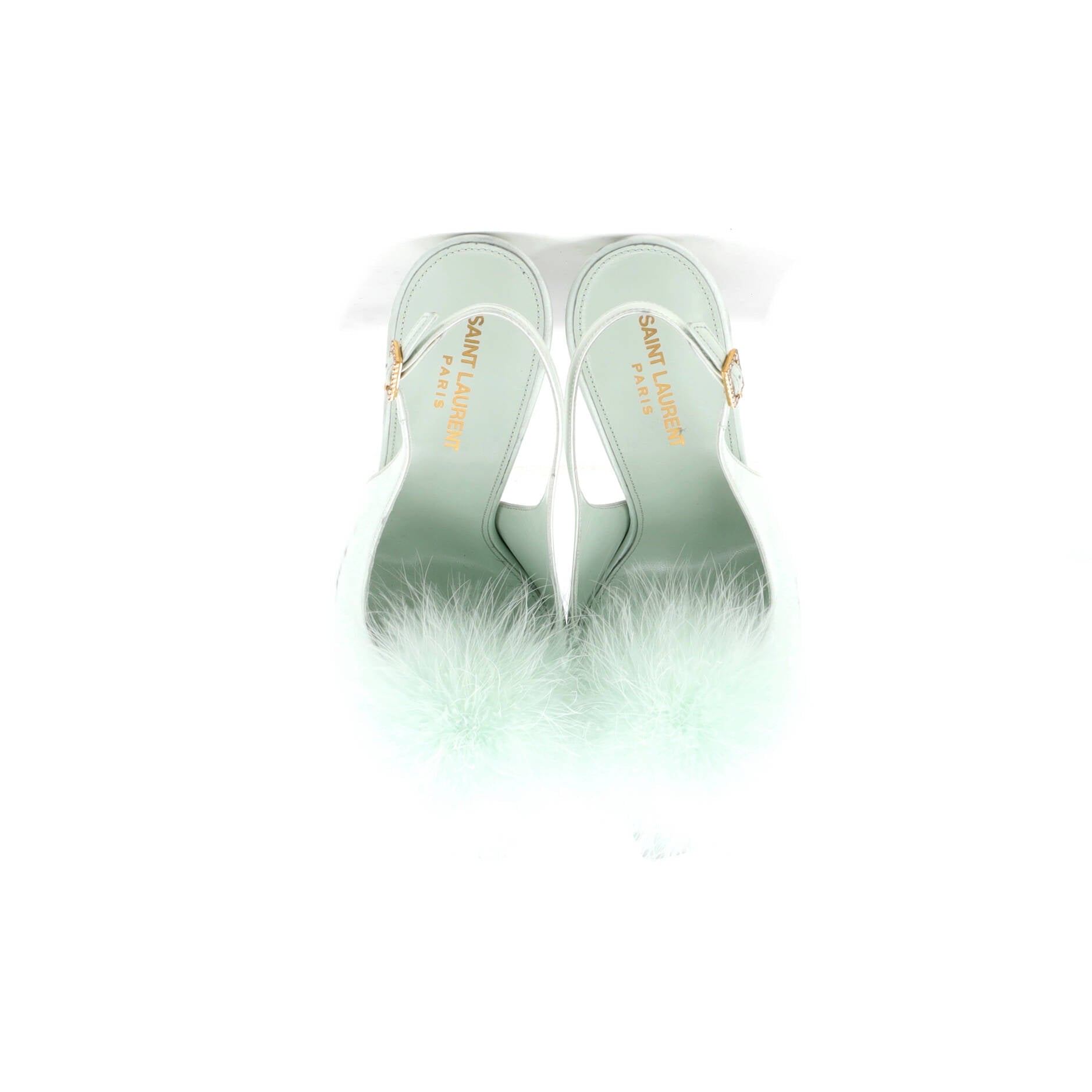 Women's Paradis Slingback Sandals Satin with Feathers