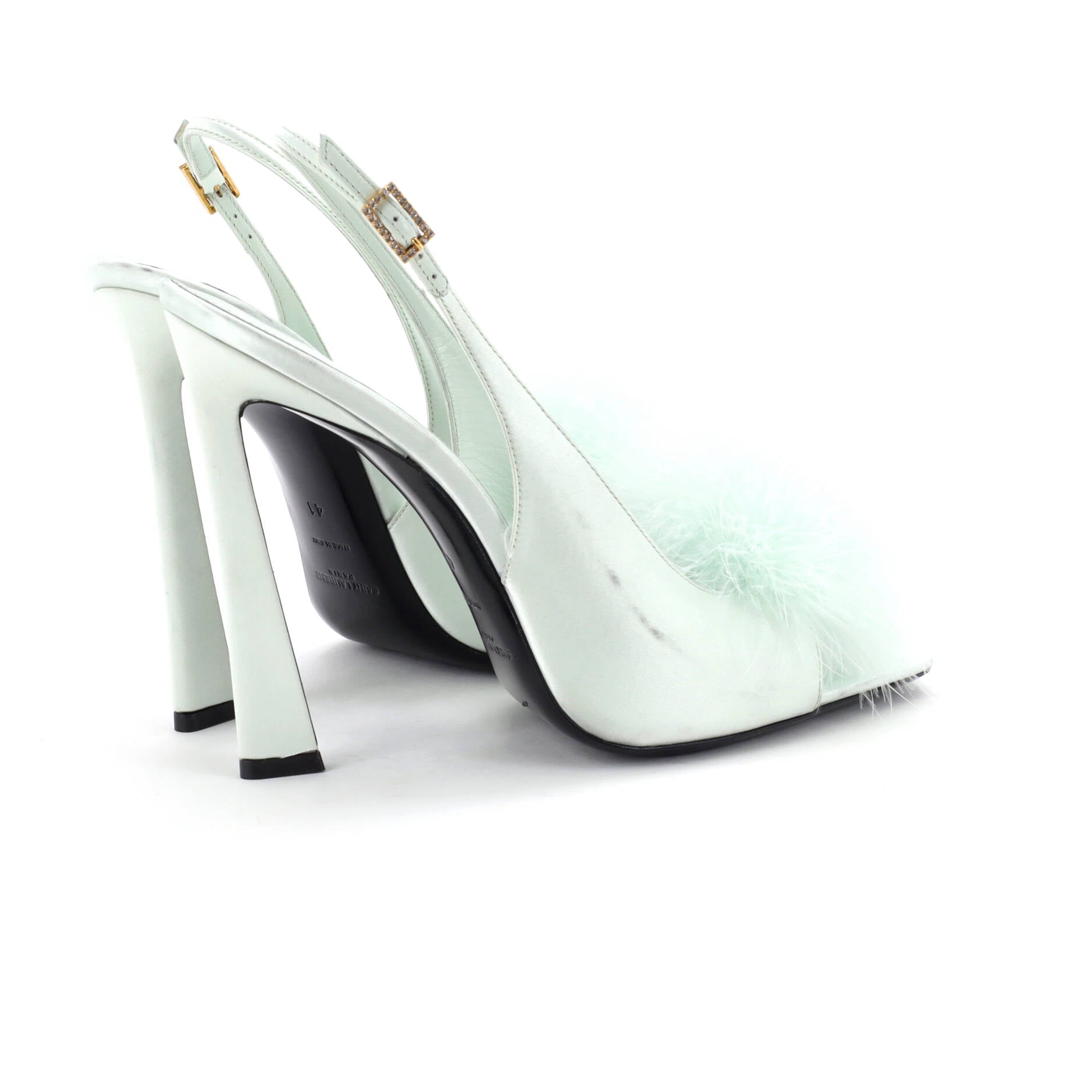 Women's Paradis Slingback Sandals Satin with Feathers