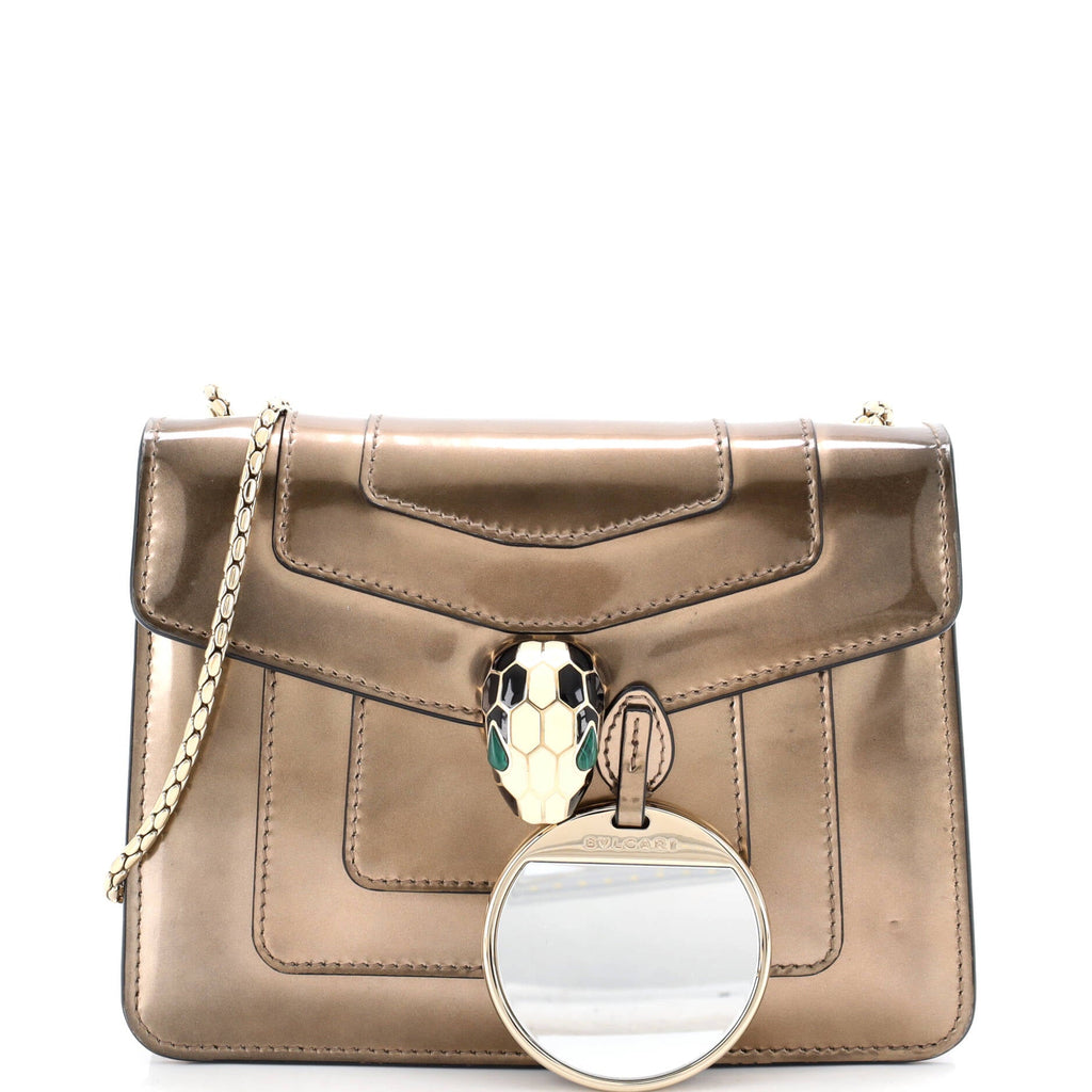 Serpenti Forever Square Shoulder Bag Metallic Leather Small
