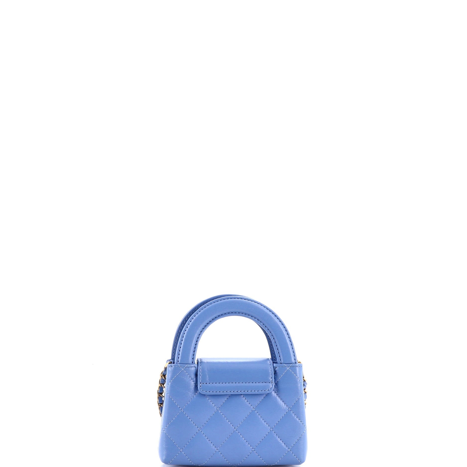 Kelly Top Handle Shopping Bag Quilted Shiny Aged Calfskin Nano