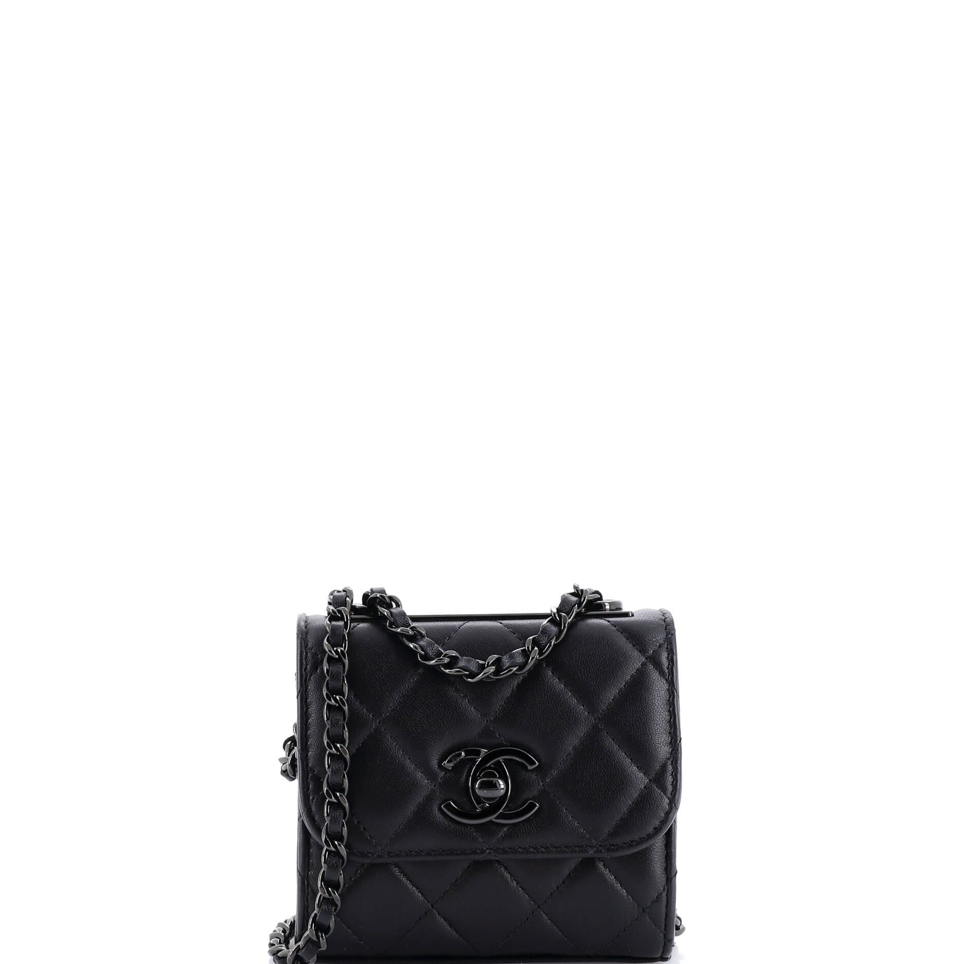 So Black Trendy CC Clutch with Chain Quilted Lambskin Small