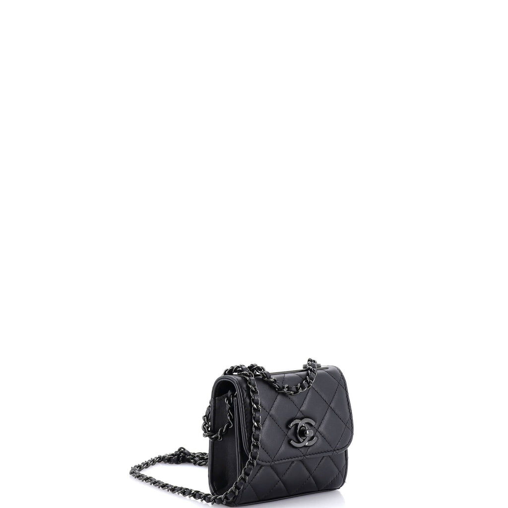 So Black Trendy CC Clutch with Chain Quilted Lambskin Small