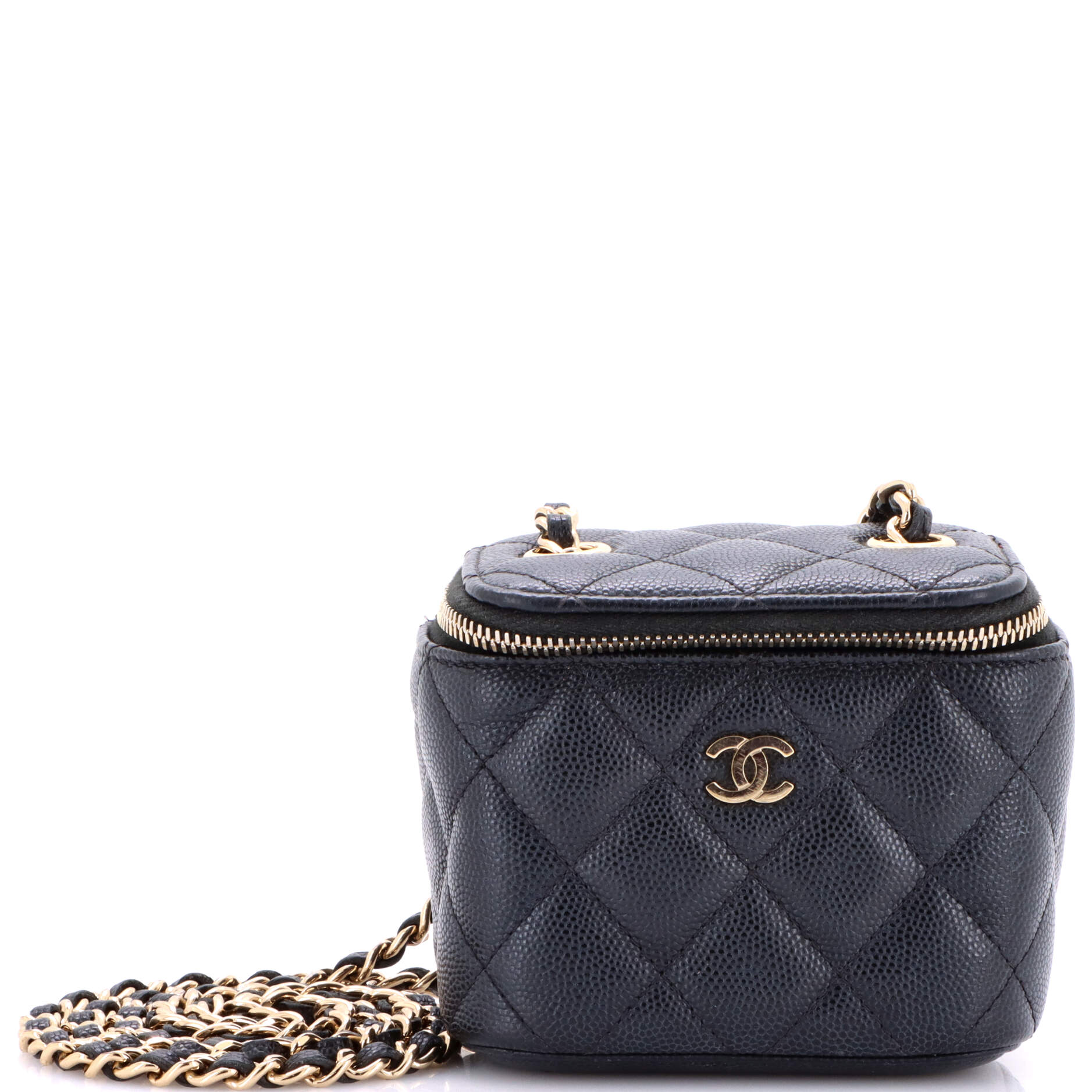 Classic Vanity Case with Chain Quilted Caviar Mini