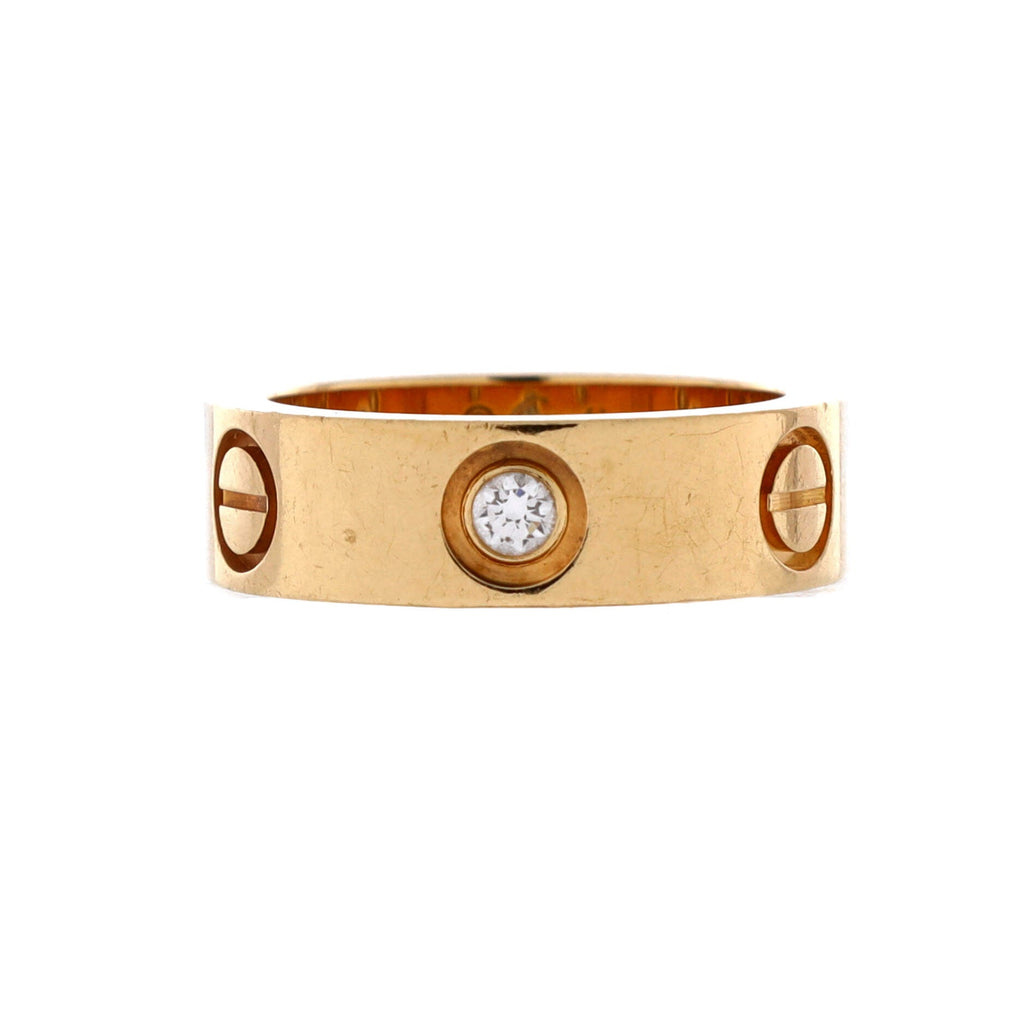 Love 3 Diamonds Band Ring 18K Yellow Gold with Diamonds