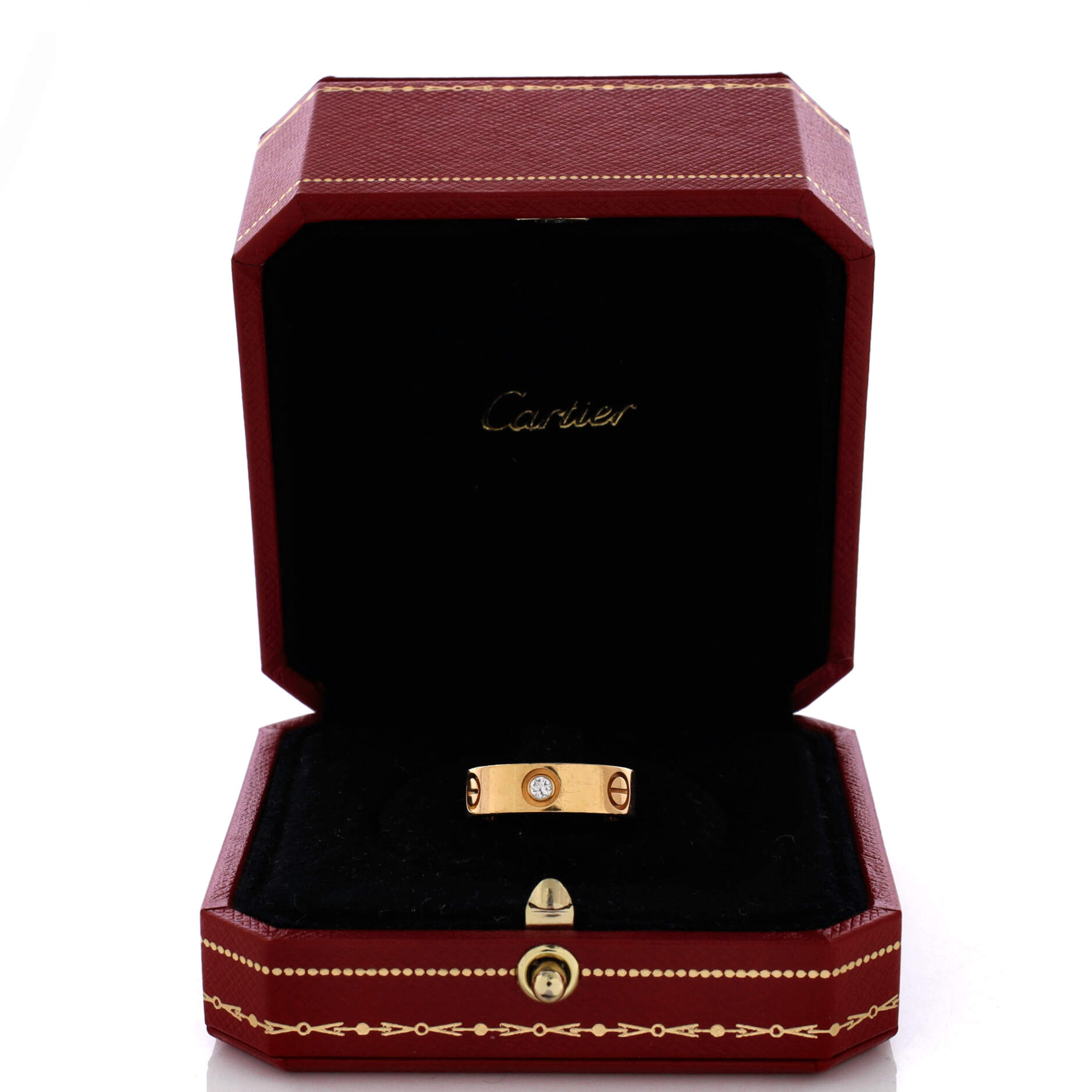 Love 3 Diamonds Band Ring 18K Yellow Gold with Diamonds
