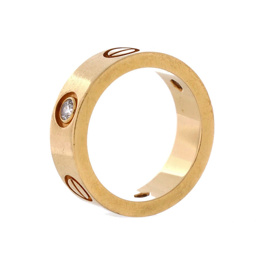 Love 3 Diamonds Band Ring 18K Yellow Gold with Diamonds