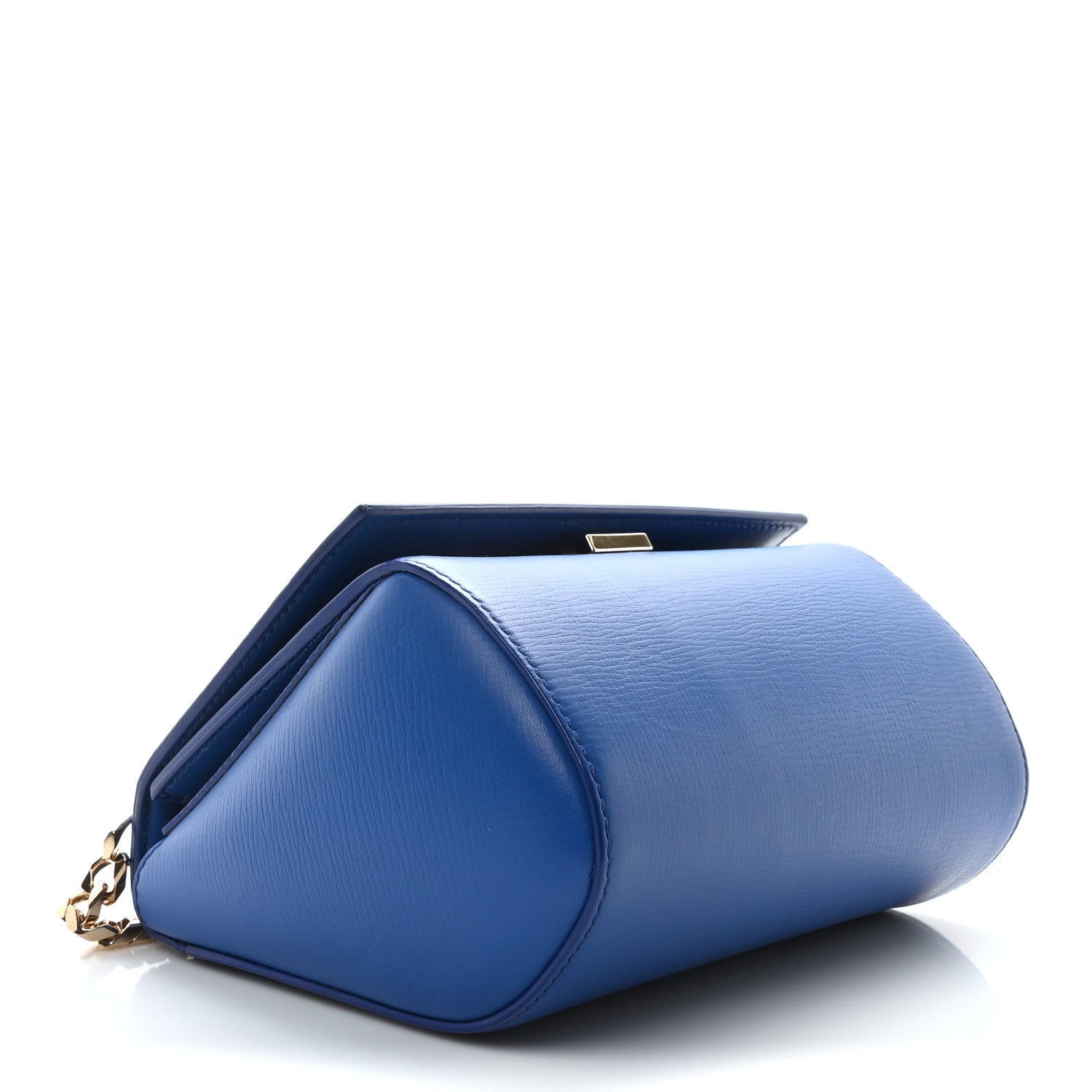 Textured Calfskin Mini Pandora Box Chain Crossbody Bag Blue