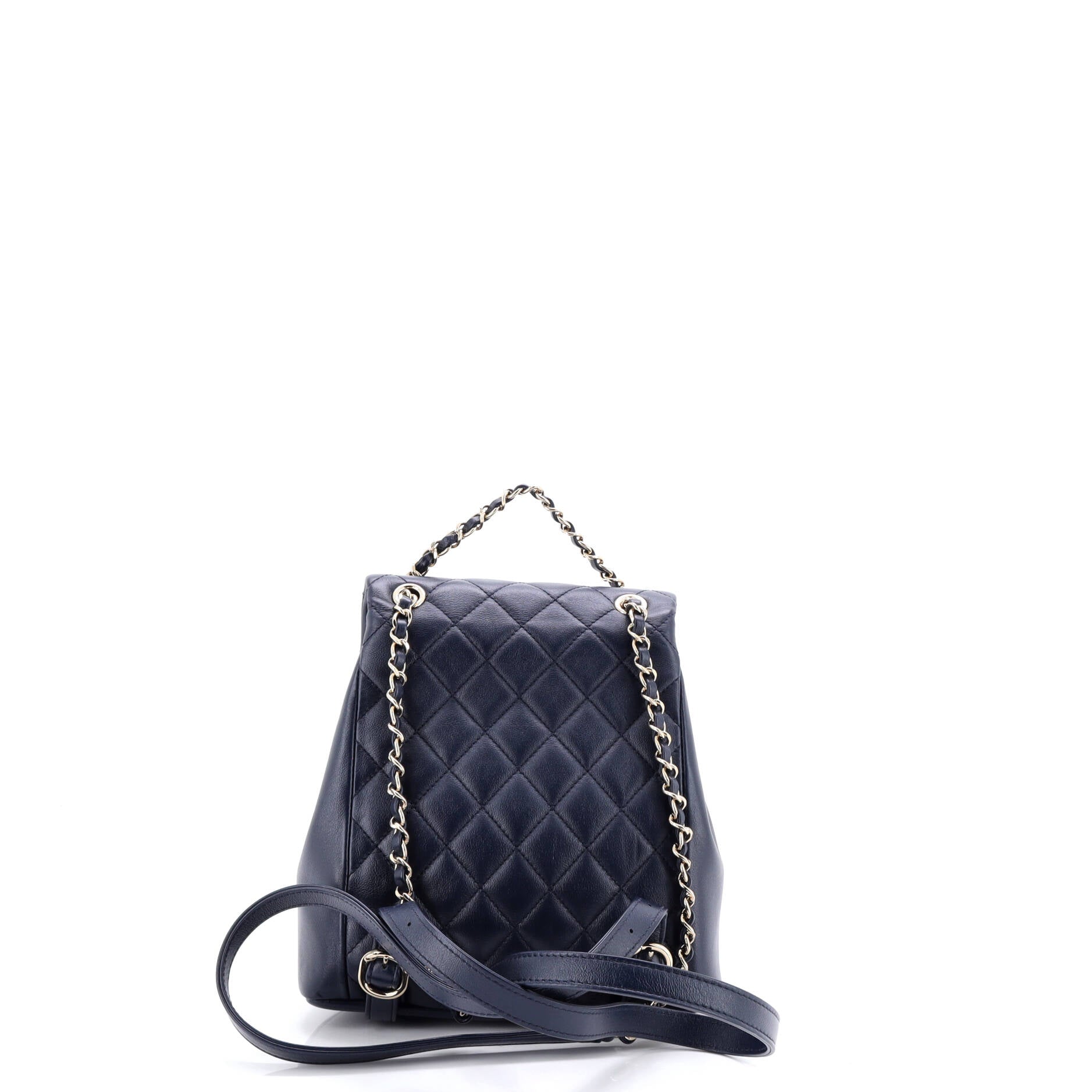 Duma Pockets Drawstring Backpack Quilted Calfskin Small