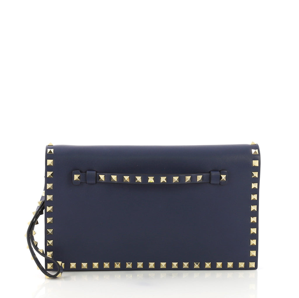 Rockstud Flap Clutch Leather
