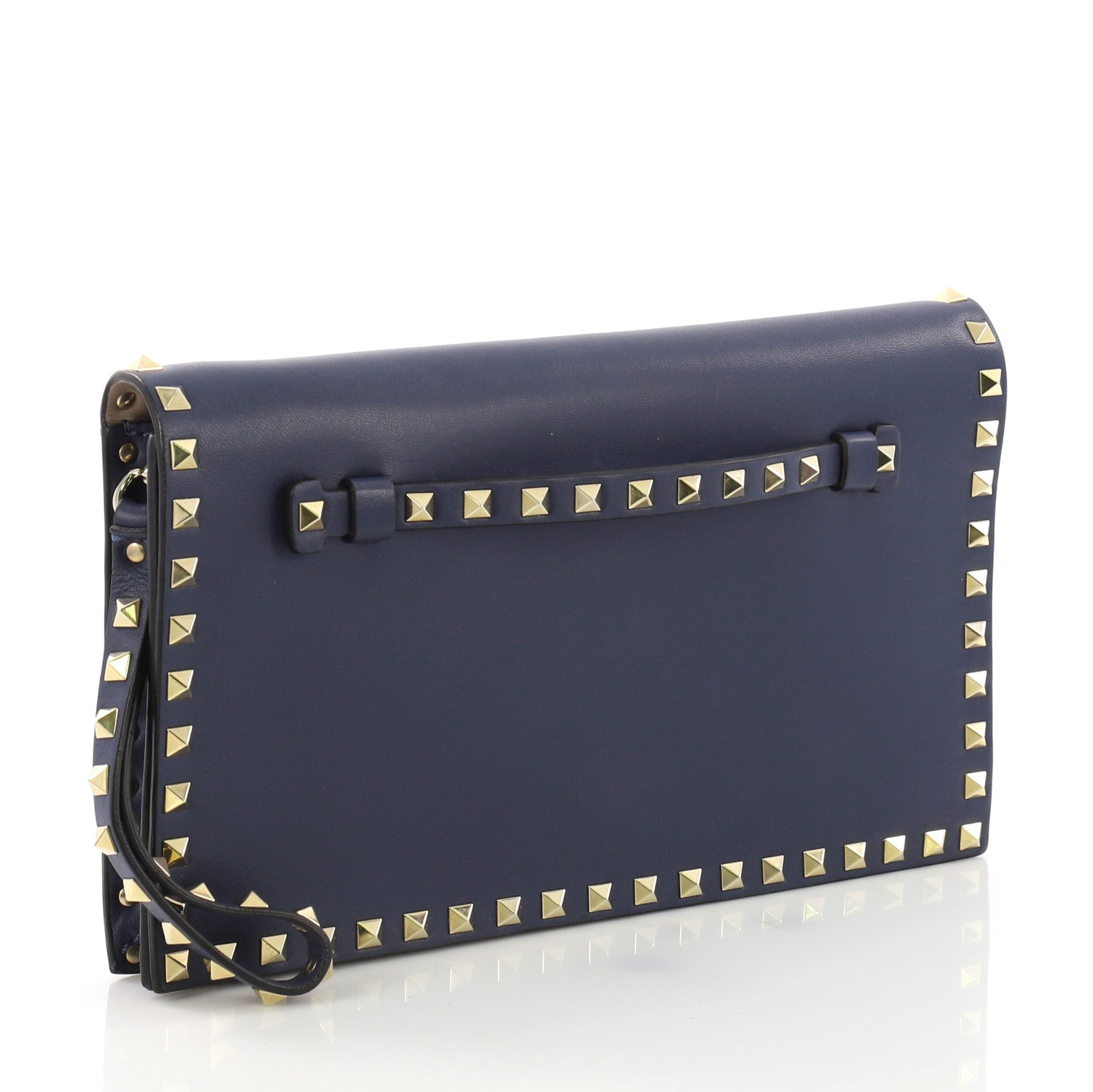 Rockstud Flap Clutch Leather