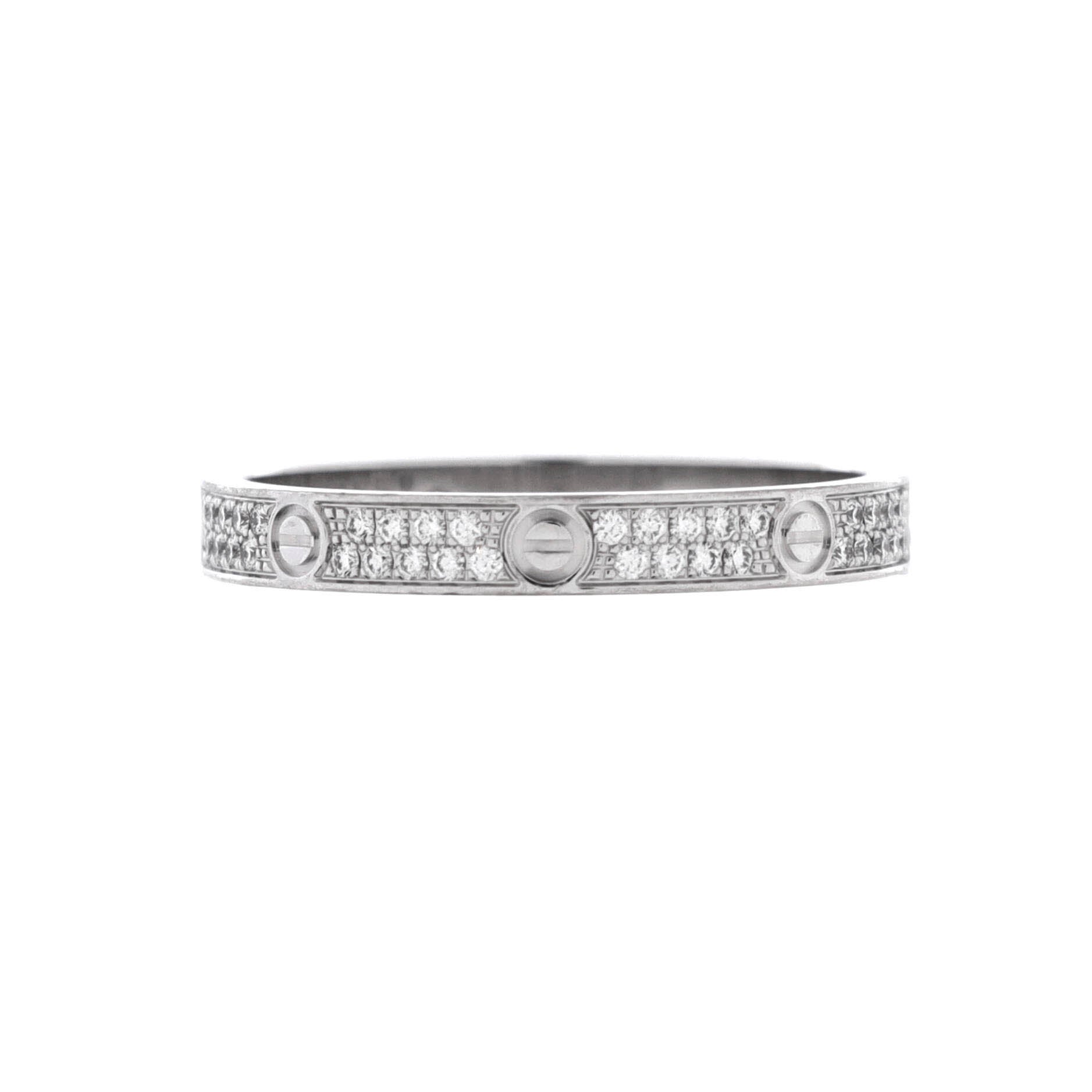 Love Wedding Band Pave Diamonds Ring 18K White Gold and Diamonds Small