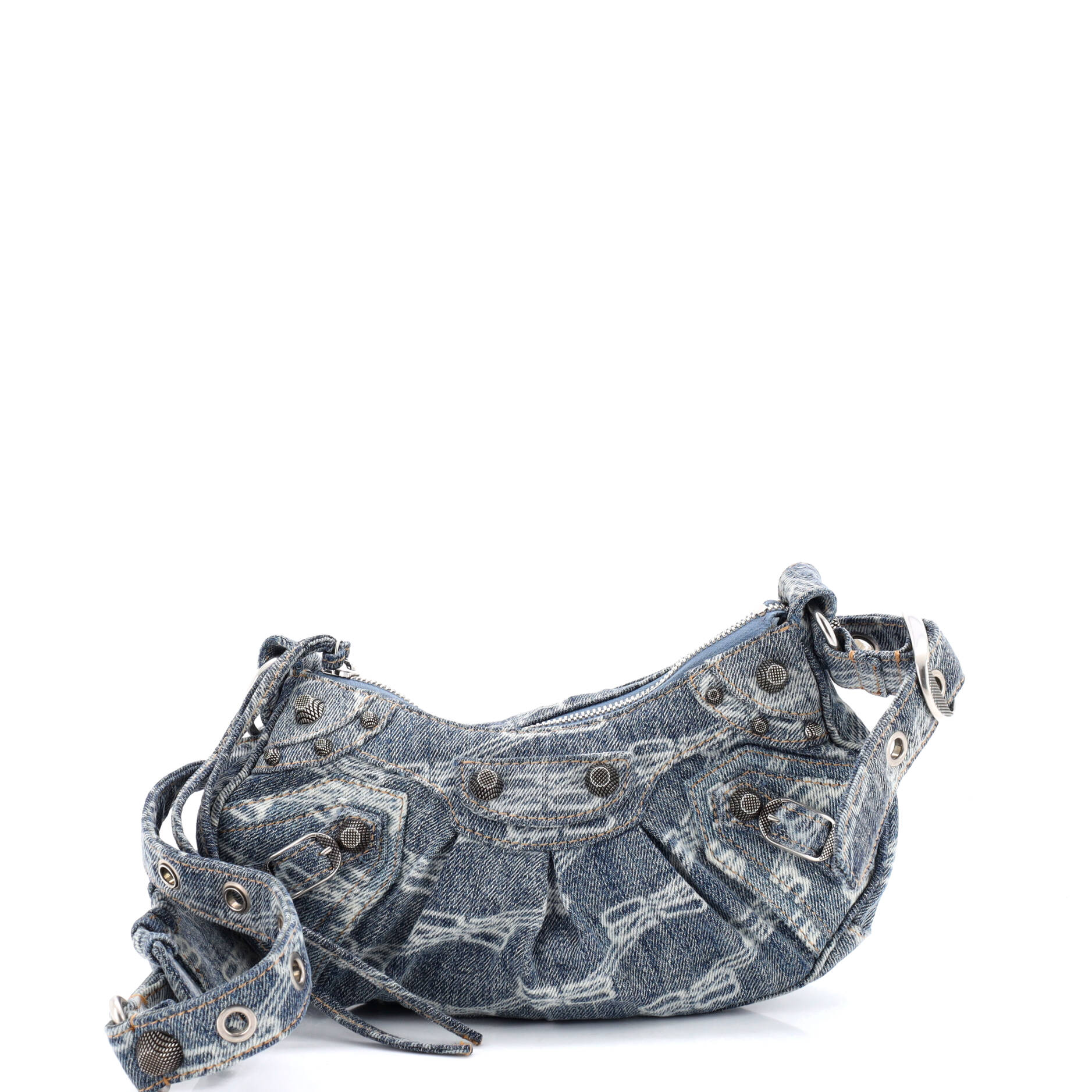 Le Cagole Giant Studs Shoulder Bag BB Denim XS