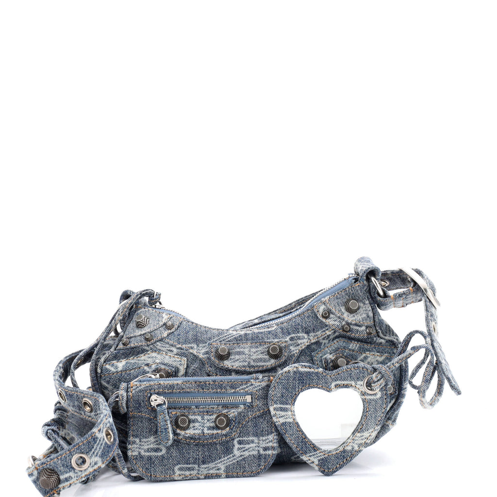 Le Cagole Giant Studs Shoulder Bag BB Denim XS