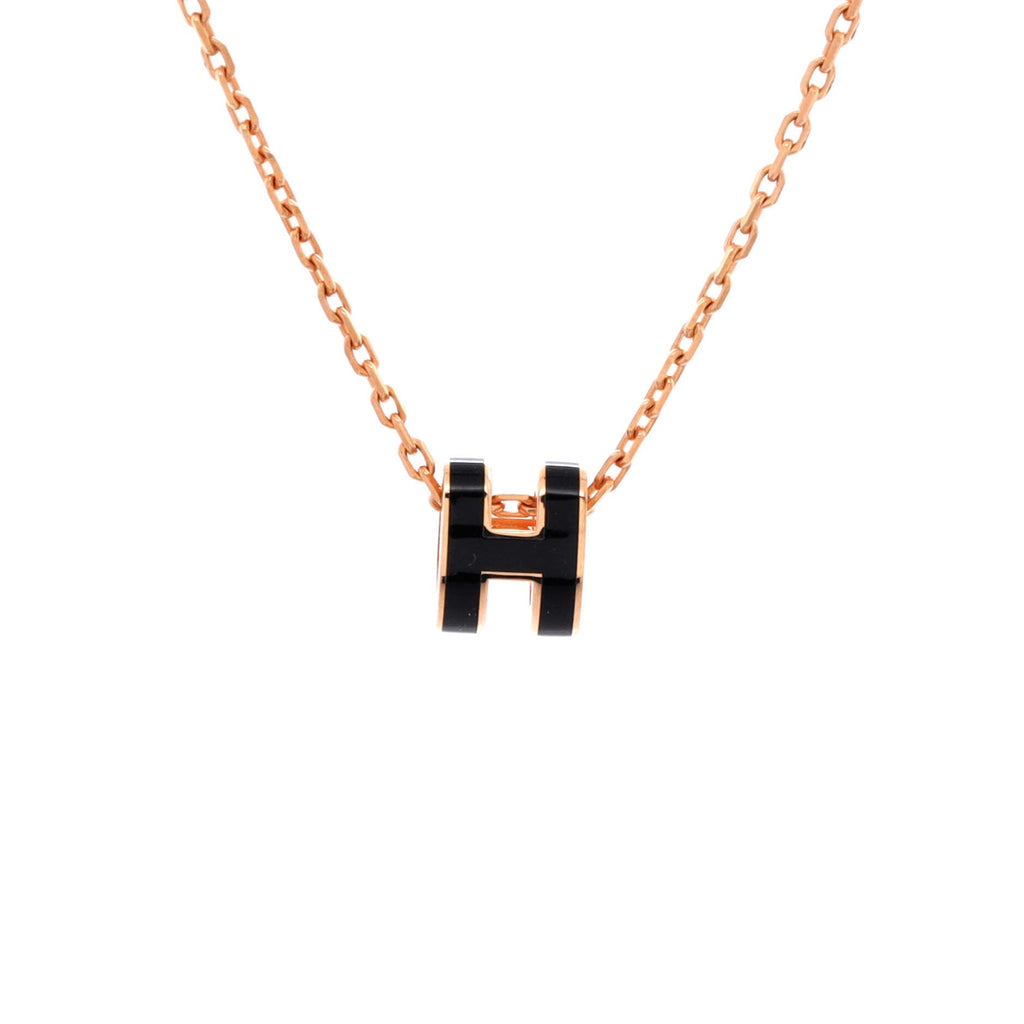 Pop H Pendant Chain Necklace Metal and Enamel Mini