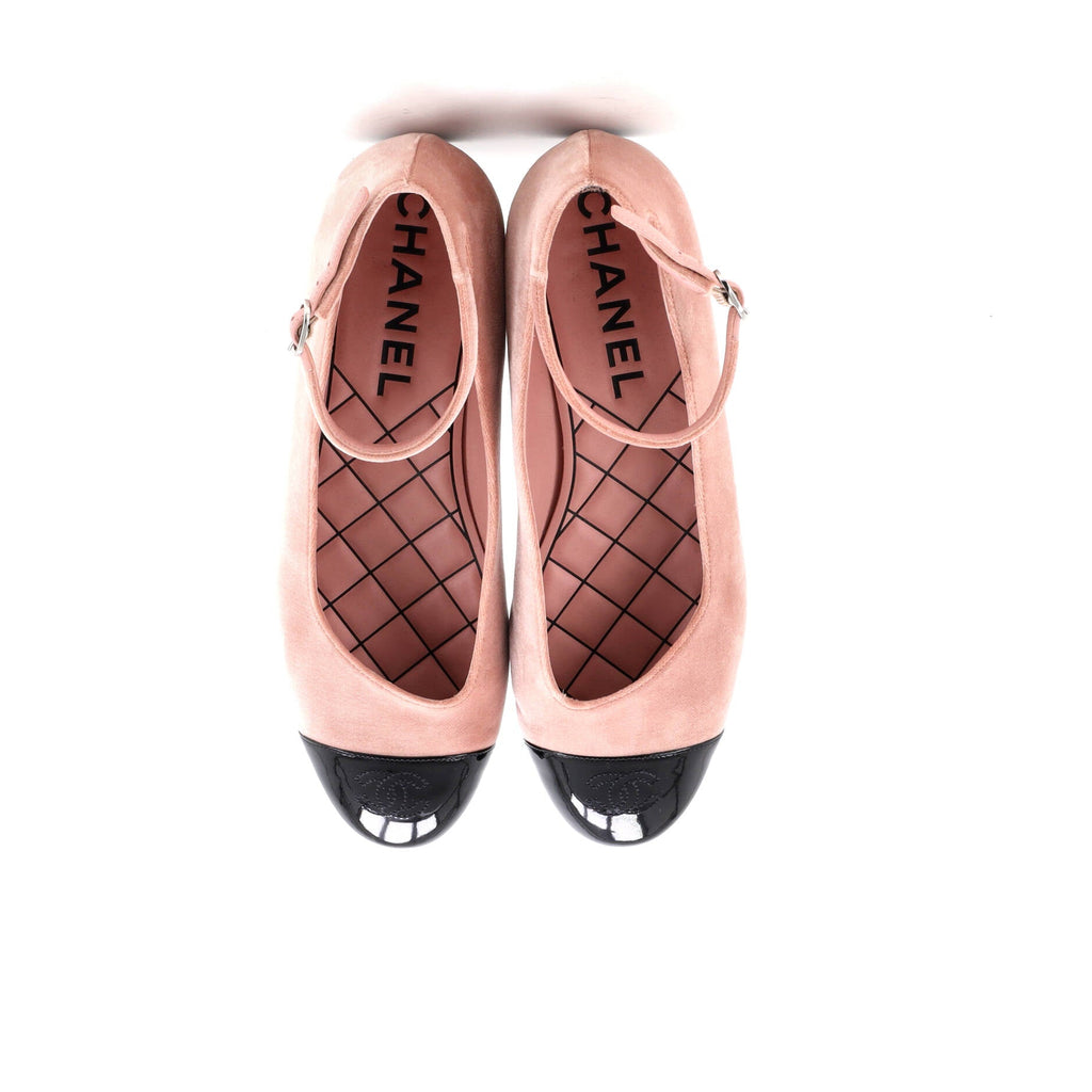 CC Cap Toe Mary Jane Flats Suede with Patent