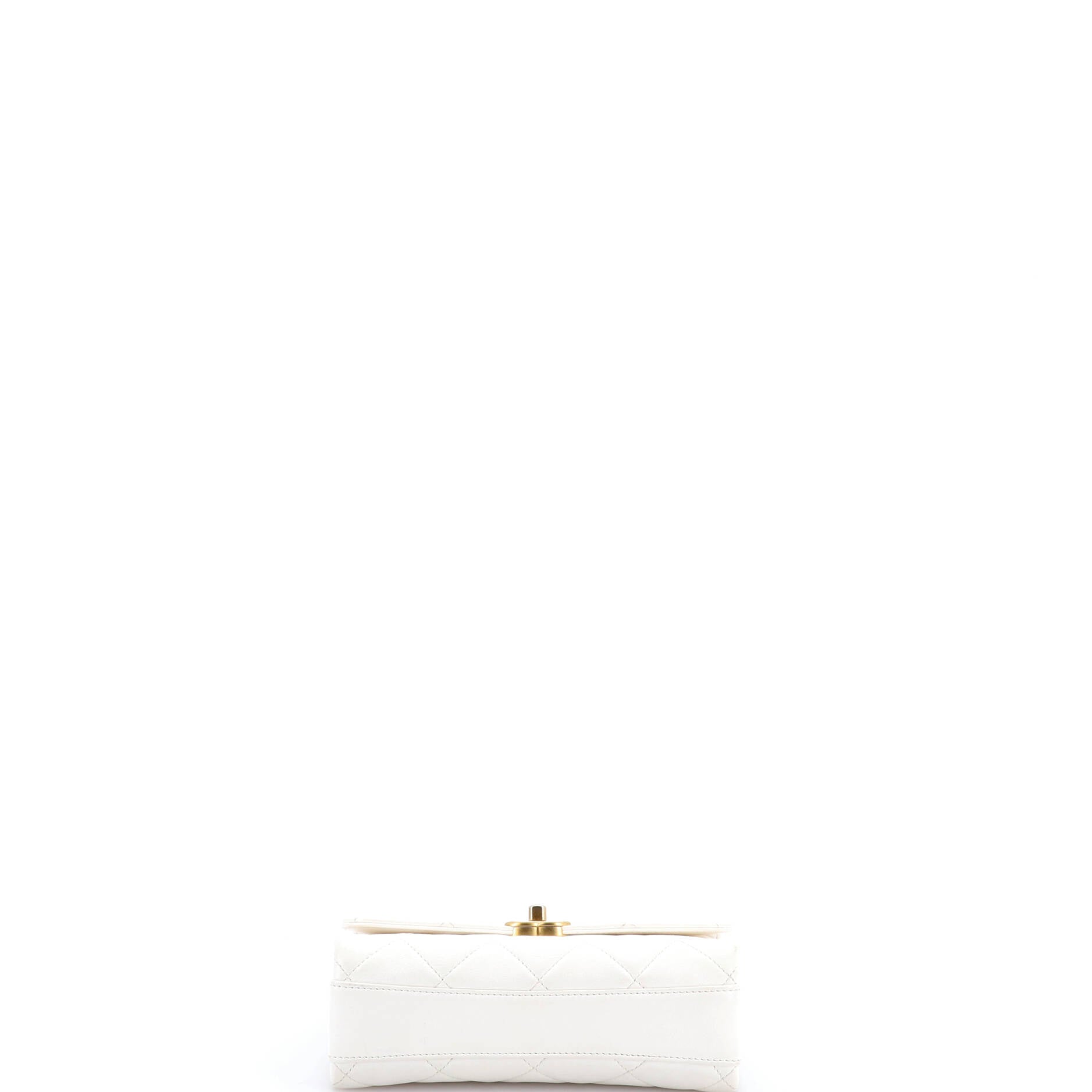 Crystal Logo Letters Chain Handle Flap Bag Quilted Lambskin Small