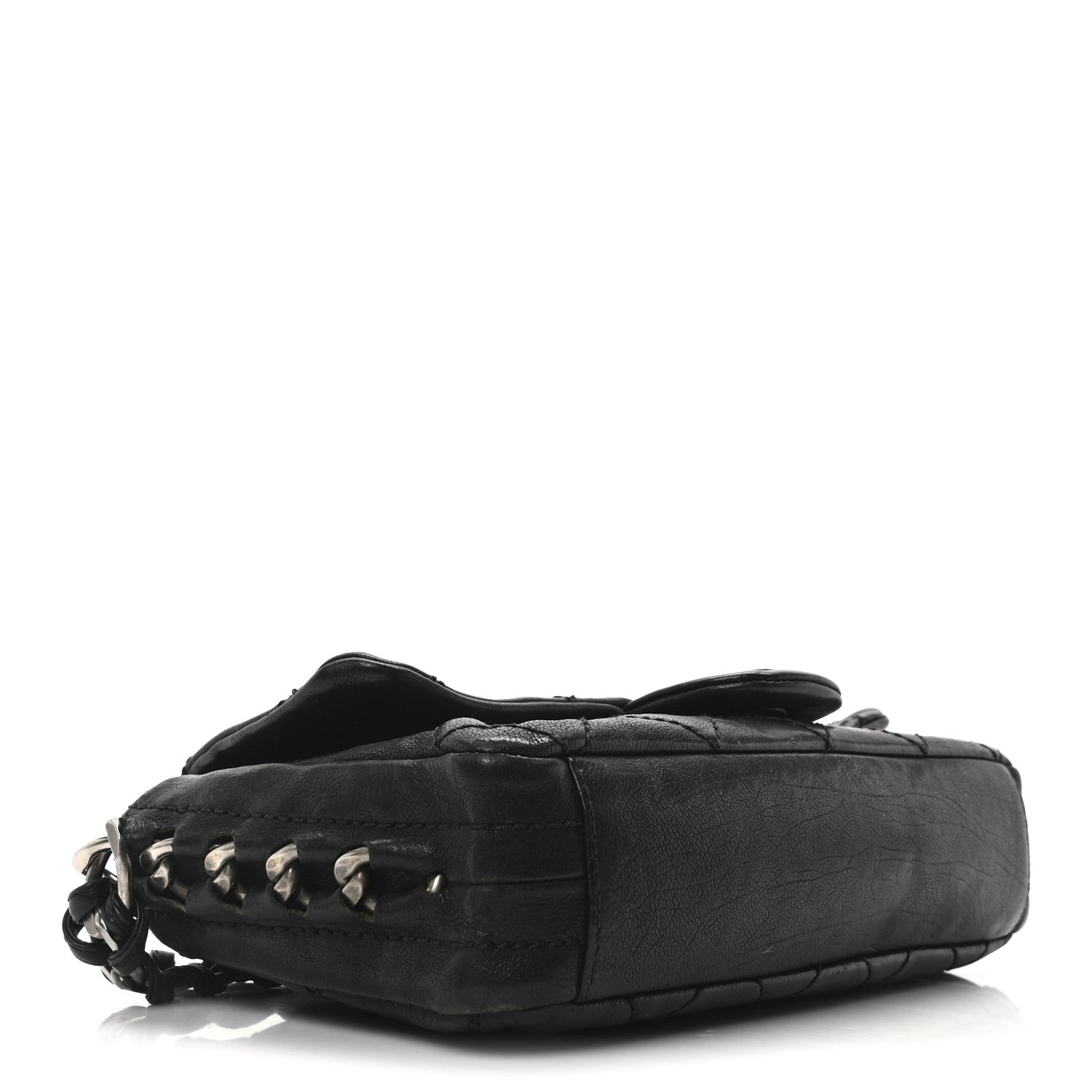 Calfskin Quilted Medium Modern Chain Flap Black