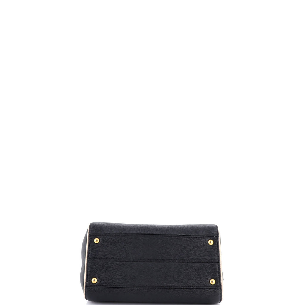 Double V Handbag Calfskin with Monogram Canvas