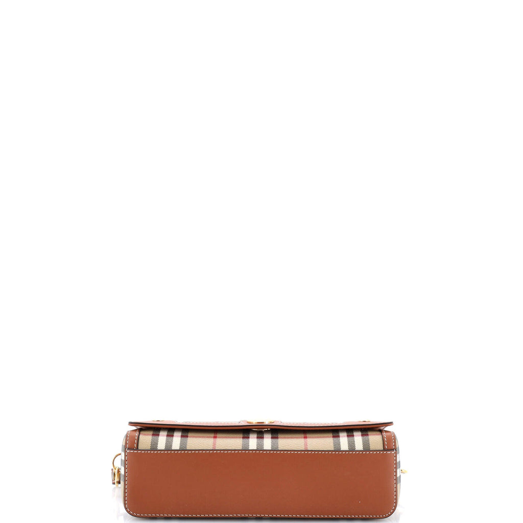 Note Crossbody Bag Leather with Vintage Check Canvas Medium