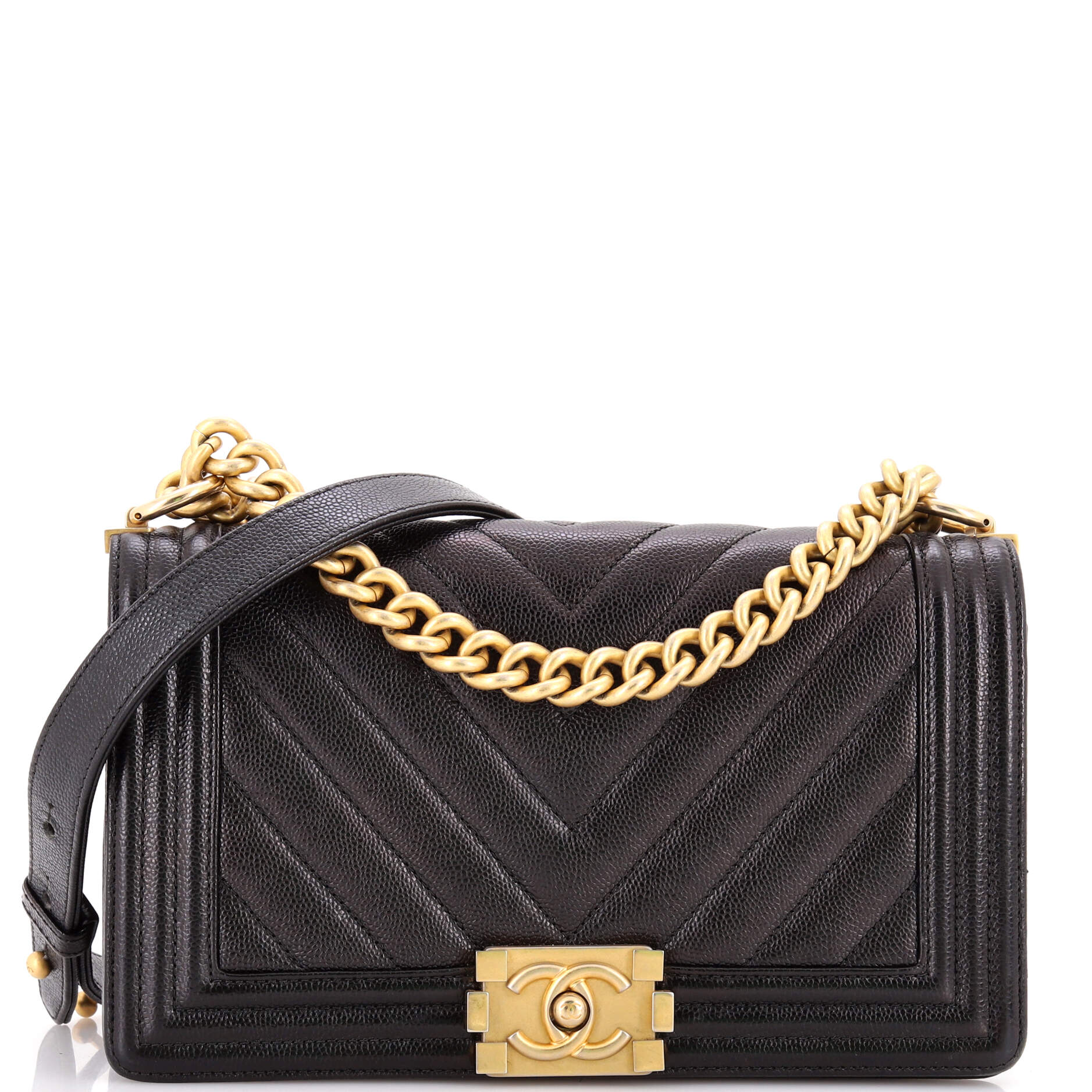 Boy Flap Bag Chevron Caviar Old Medium